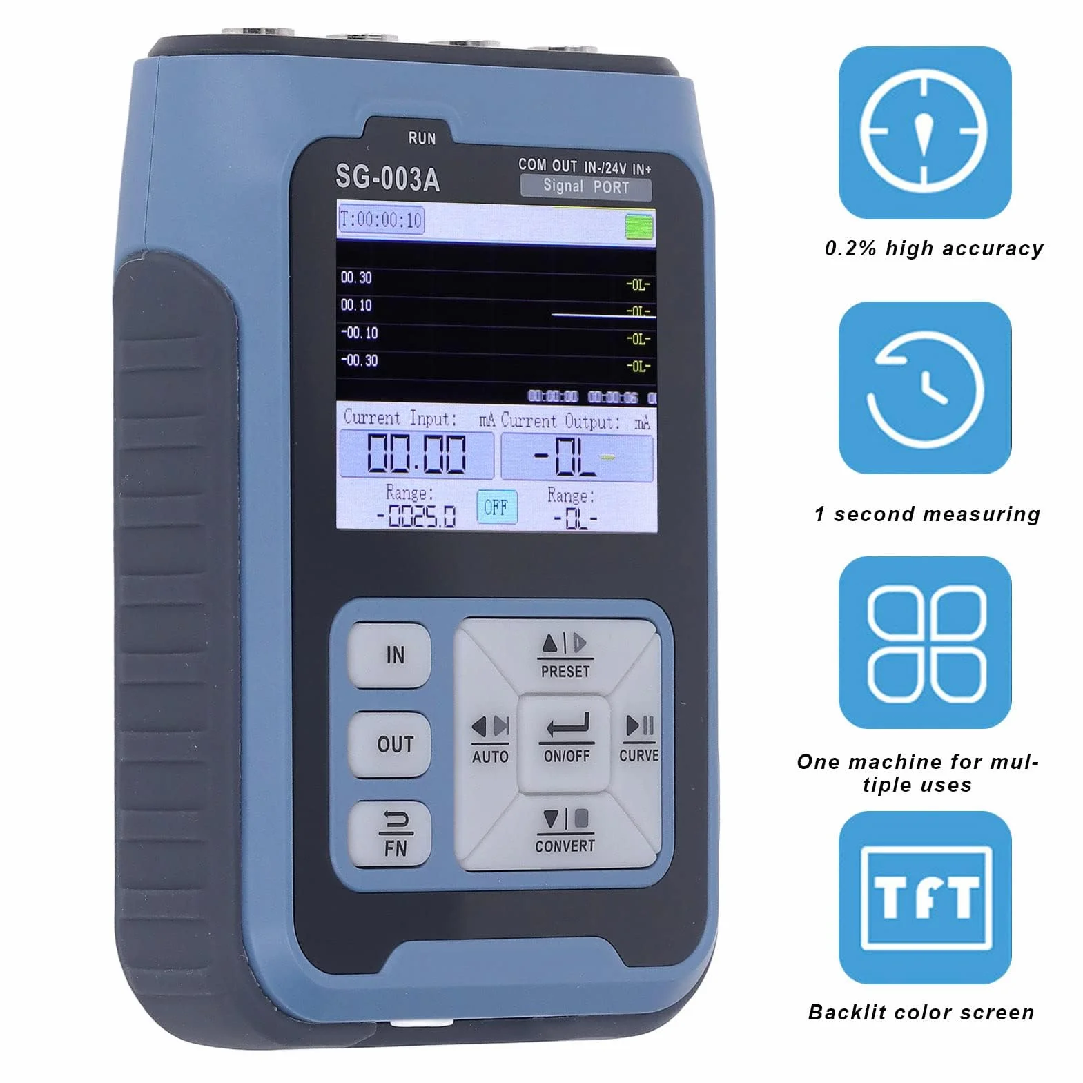 SG 003a Generador de Fuente de Señal Multifuncional Múltiples Modos de Señal Función de Salida Automática Pantalla Digital de 2,4 Pulgadas Generador de Frecuencia de Voltaje para Sistema PLC