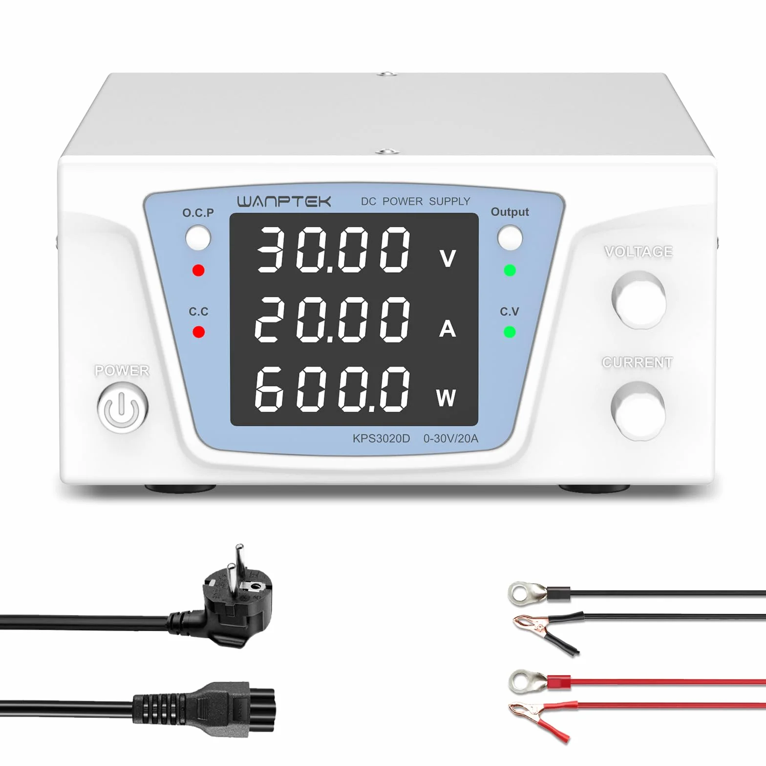 Fuente de Alimentacion Regulable Regulable 30V 20A 600W, Fuente de Alimentación Laboratorio de Alta Potencia con Protección OCP/Output/Controlador Codificador