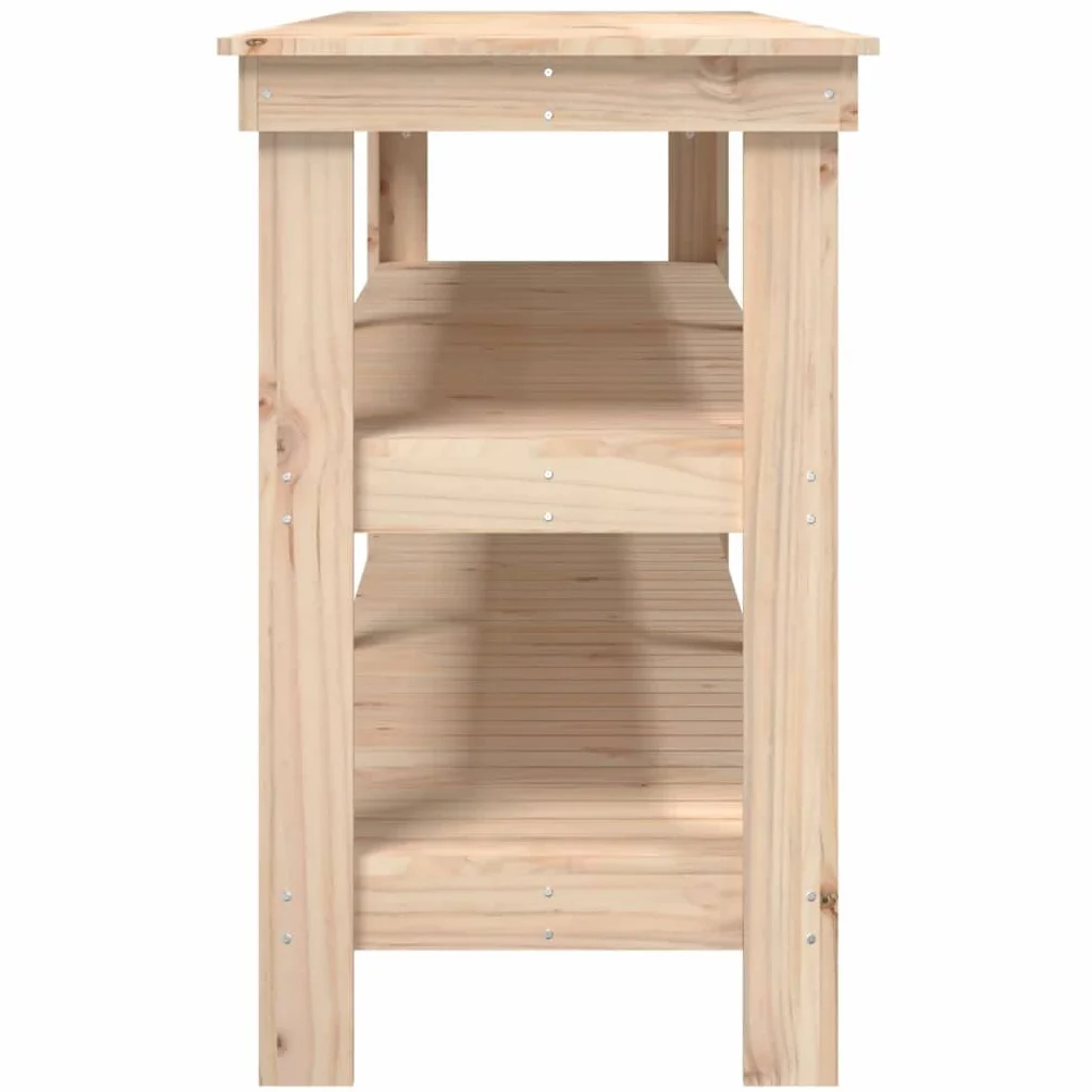 vidaXL Banco de Trabajo de Madera Maciza de Pino 181x50x80 cm, Banco de almacenaje, Mesa de Trabajo, Banco de Trabajo de Madera Maciza