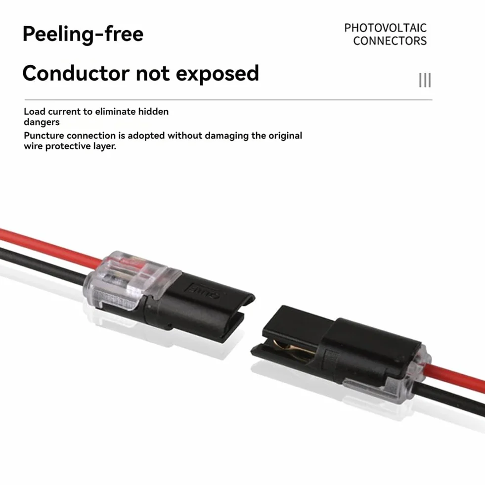 Conectores A Presión de Cable de 2 Pines, Conector Enchufable Impermeable con Hebilla de Bloqueo, 50 Unidades