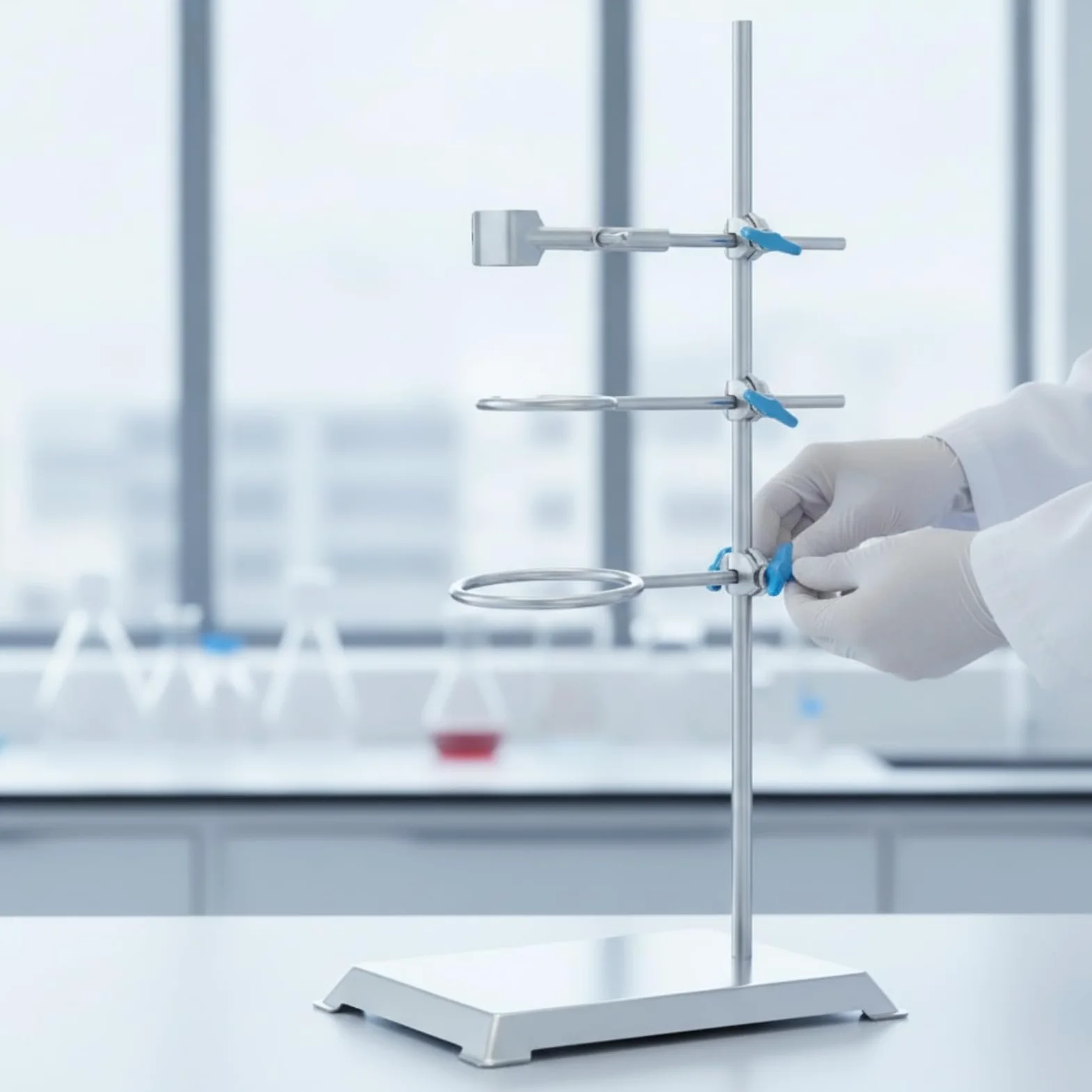 Soporte Multifuncional Laboratorio Ajustable Soporte con Pinzas y Resistente a la Corrosión para Químicos, Profesores