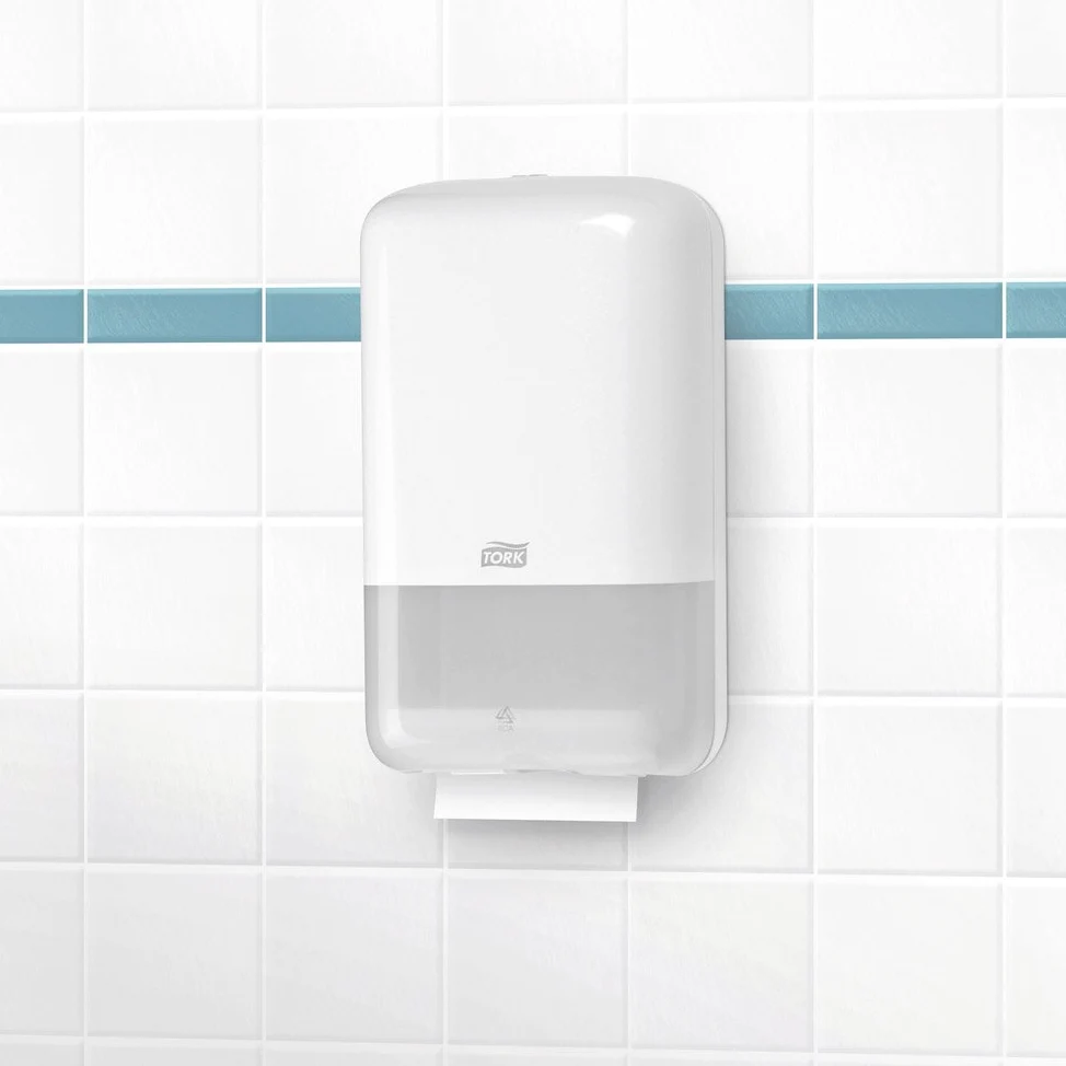 Tork plegable dispensador de papel higiénico de elevación 556000, 15,9 cm x 27.1 cm x 12,8 cm), color blanco