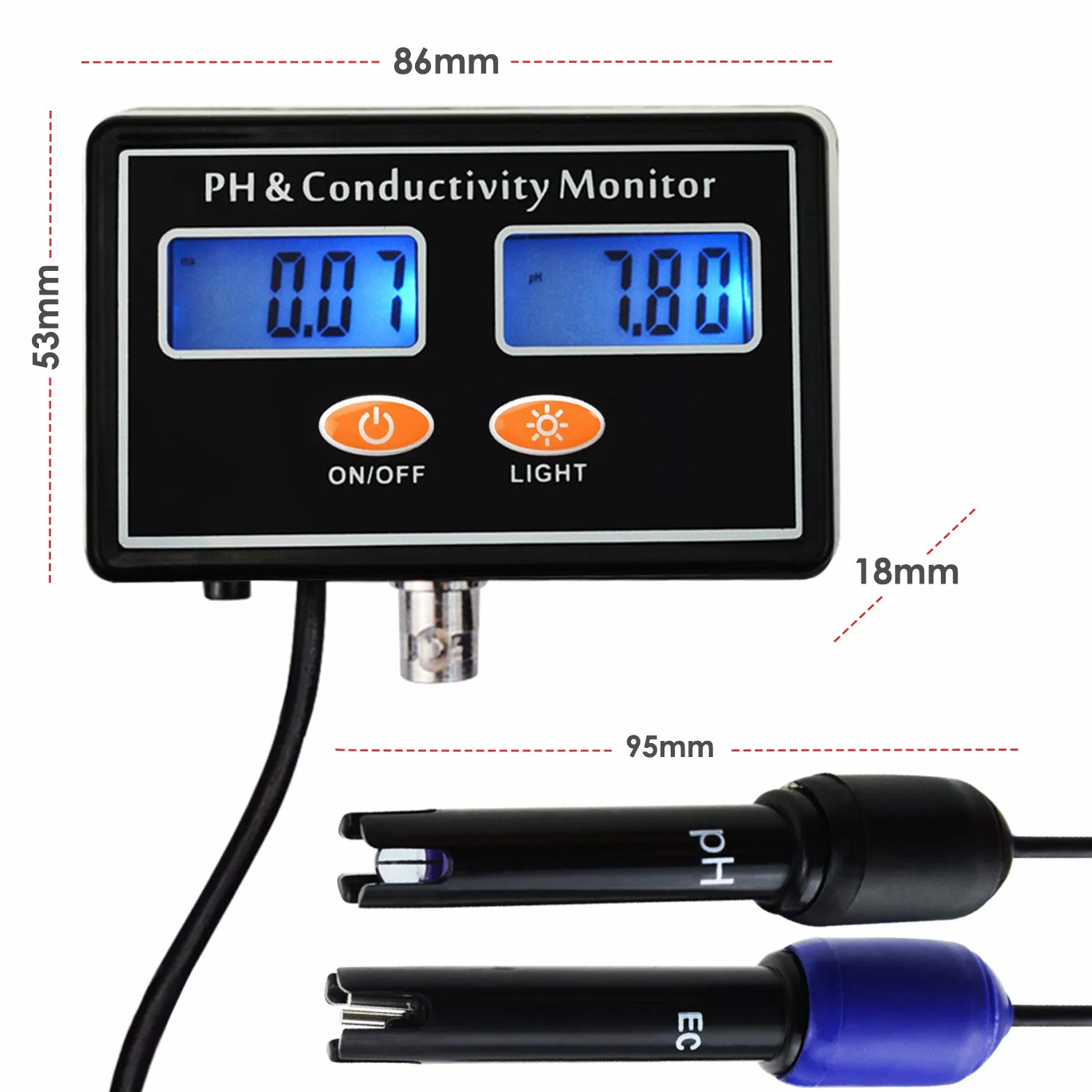 pH/EC Conductividad Metro con ATC Agua Calidad Ensayador 0.0-14.0pH / 0~19.99ms/cm Acuario, Hidroponia Herramienta