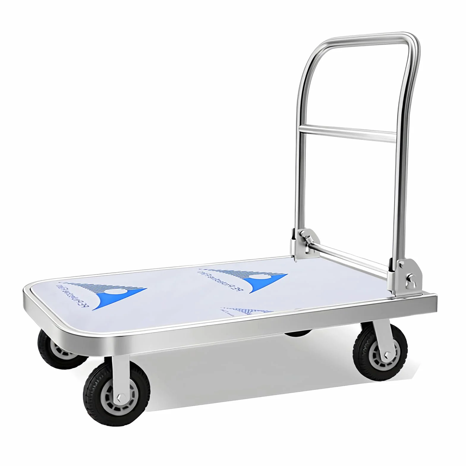 Carrito INOX Plegable 400 kg, Carro de Transporte con Plataforma de Carga Pesada de Acero Inoxidable, Ruedas giratorias 360° (15 cm) y Cama Plana 90x60 cm, Ideal para almacenes y talleres