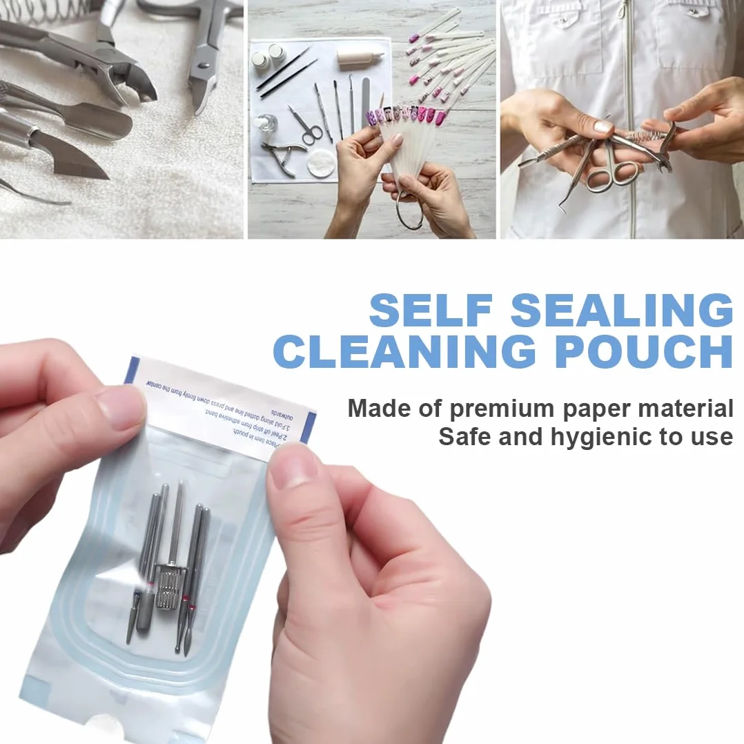 YUZNA 100 unidades bolsas desechables con cierre autoadhesivo autosellante para herramientas dentales tatuajes manicura compatible autoclave 5.7 x 13 cm