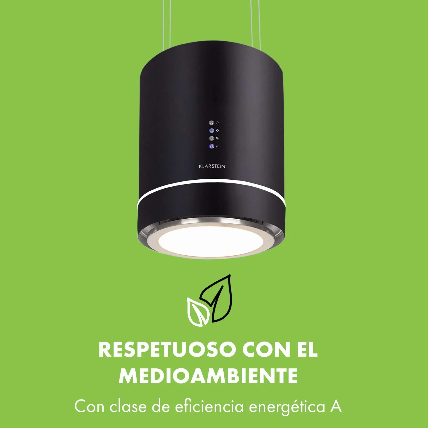 Klarstein Tron Ambience Campana extractora isla 165 W 540m³/h 38 cm 3 niveles LED Acero Grafito