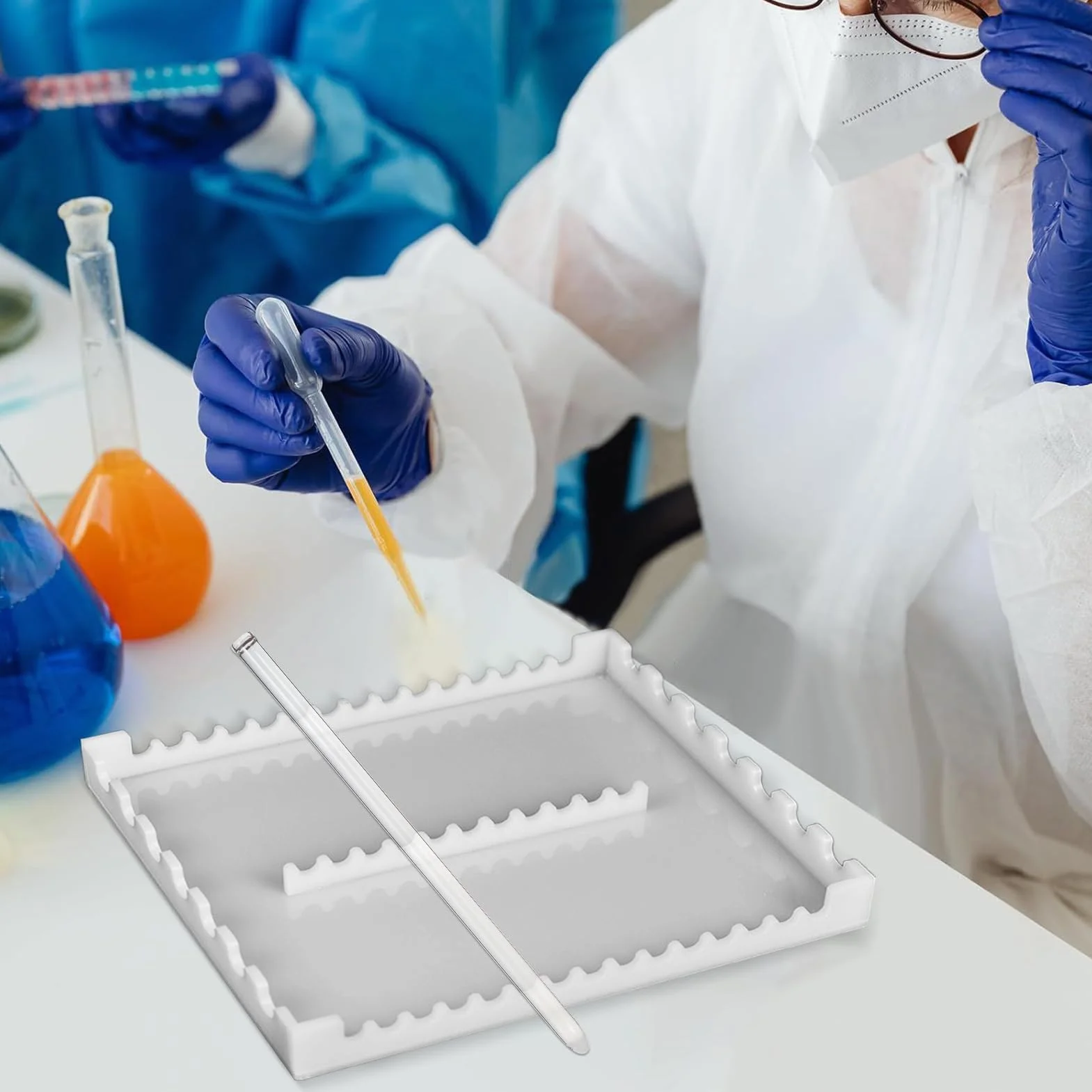 Soporte De Pipeta De 22 Vías - Soporte De Sujeción De Acrílico Con Barras De 1,4 Cm Para Laboratorio