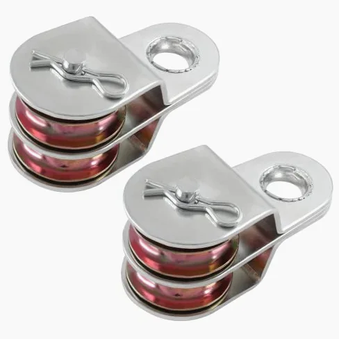2 poleas dobles pesadas de acero inoxidable de 1.5 pulgadas, rodillo de polea doble para elevación eficiente de la cuerda, ideal para uso doméstico e industrial