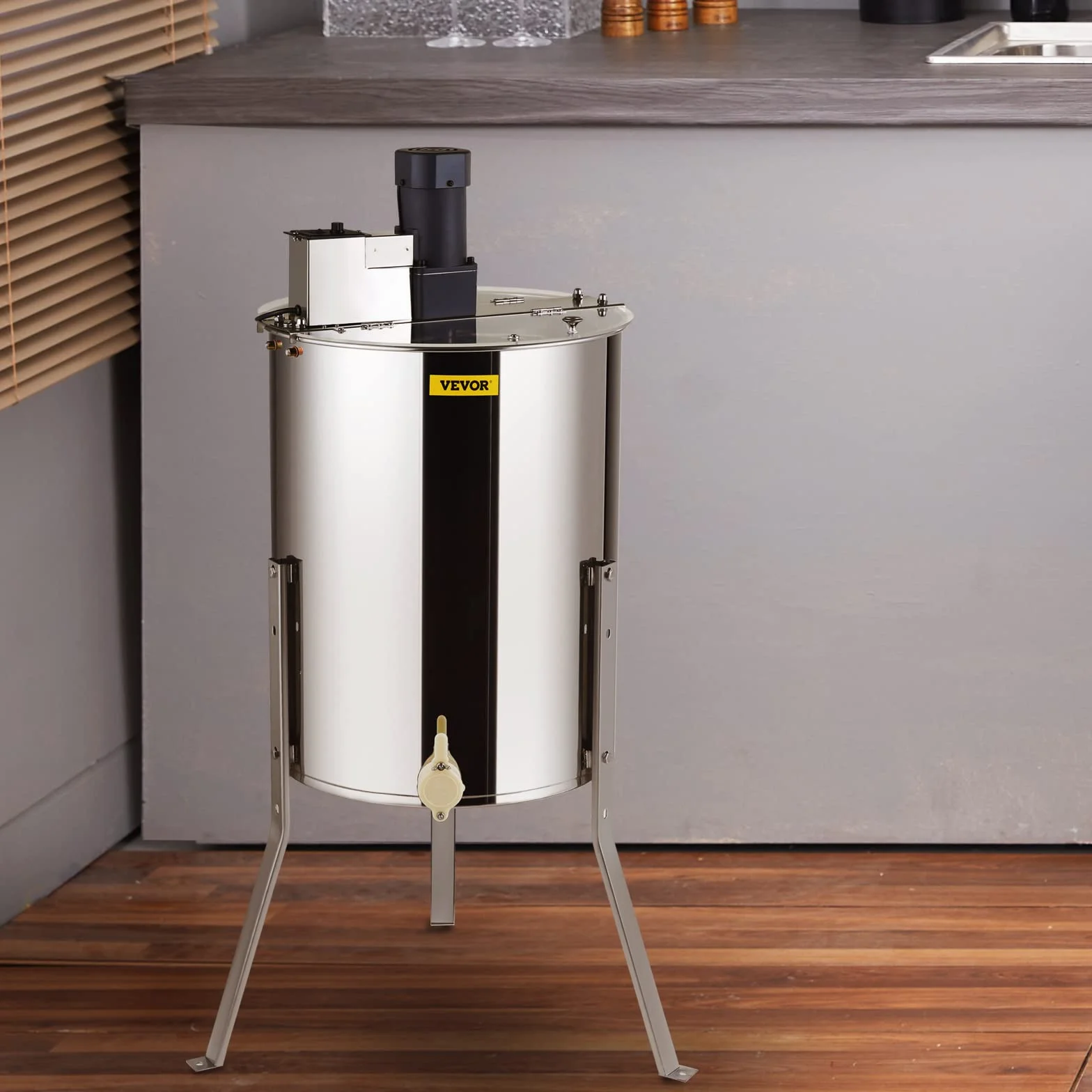 VEVOR Extractor de Miel Eléctrico 4/8 Marcos Centrífuga Separador de Miel 140 W de Acero Inoxidable con Tapa Adecuado para Nido de Abejas Tamaño Profundo 48 x 23 cm Mediano 48 x 16 cm Altura Ajustable