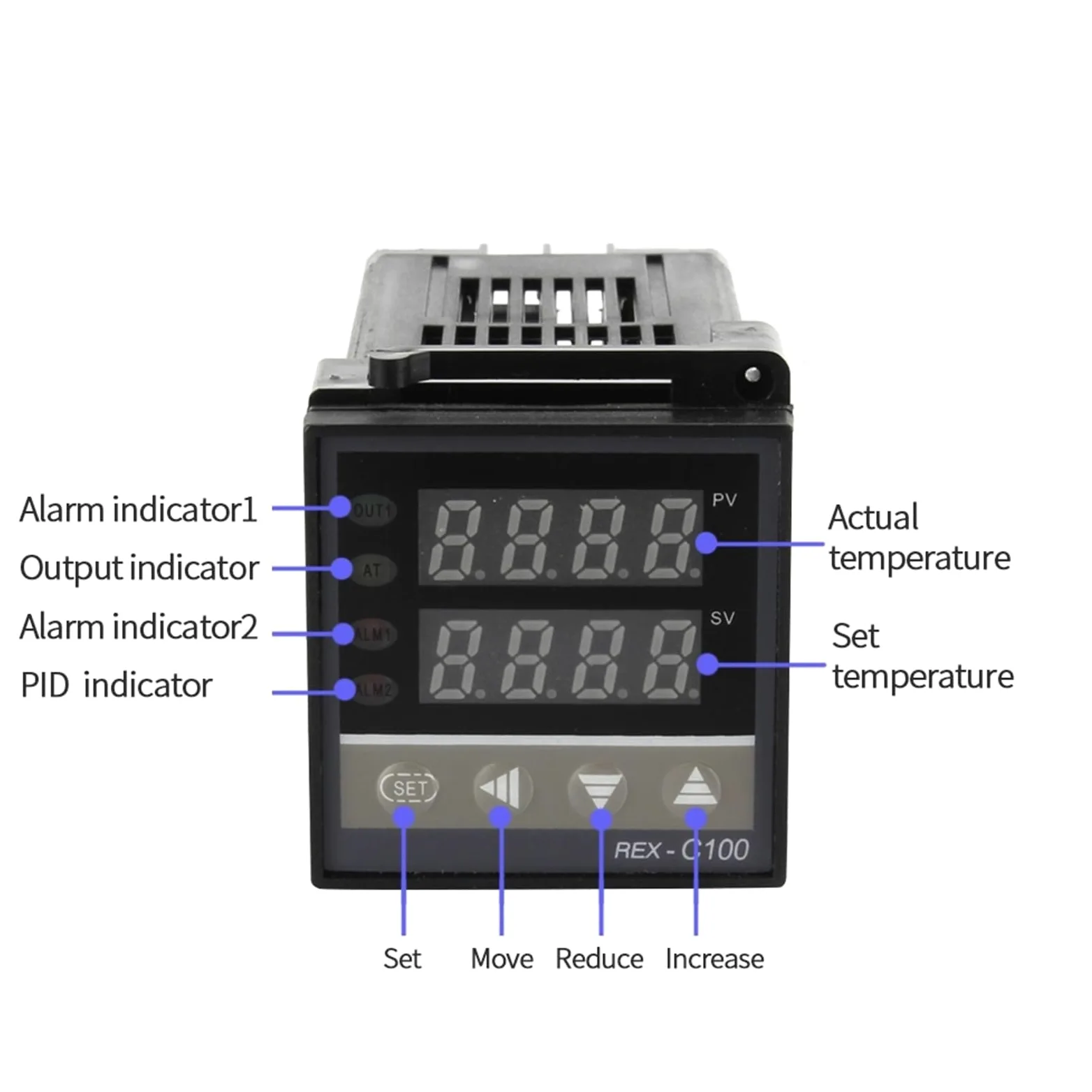 1 Uds REX-C100 controlador de pantalla Digital de temperatura PID 110V-240V + relé SSR 40A + sonda termopar 1M K + disipador de calor(Set1)
