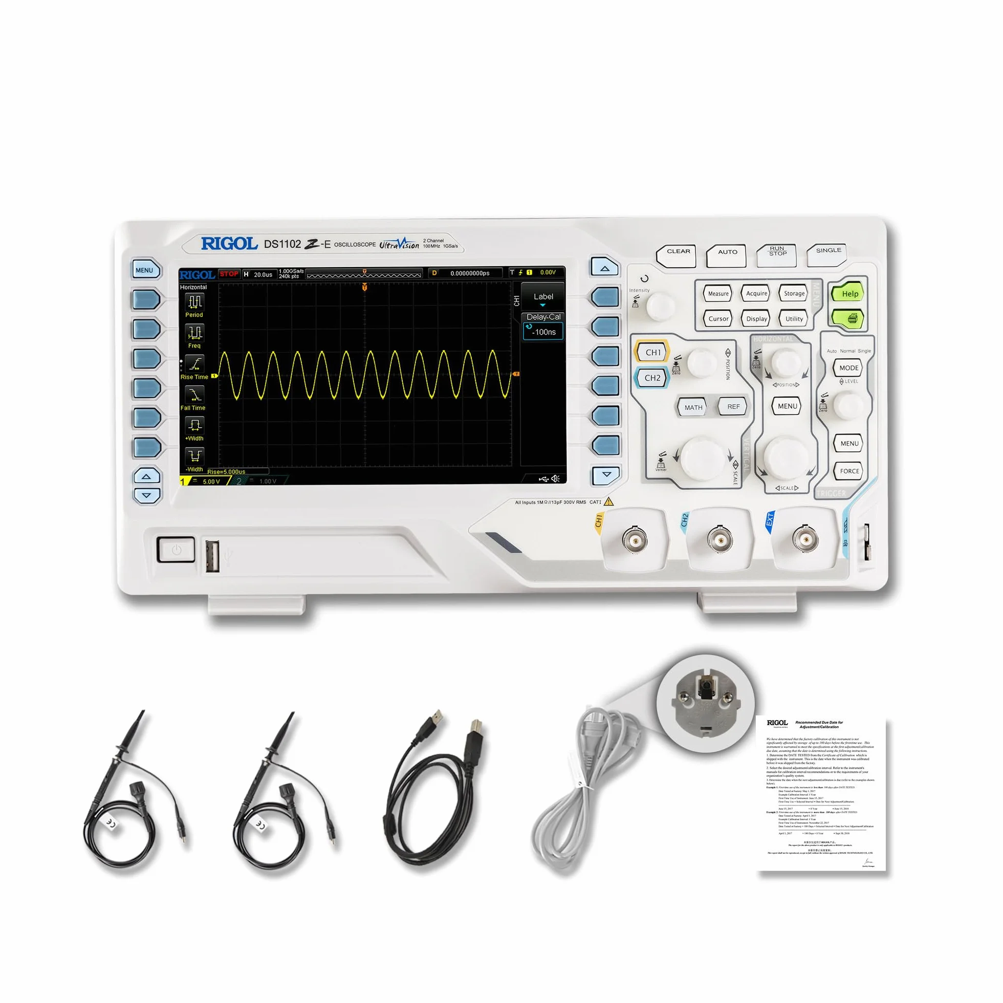 RIGOL Osciloscopio,DS1102Z-E Osciloscopio Digital,100 MHz,2 canales+EXT,pantalla de fósforo HD de 7 pulgadas,Alta relación calidad-precio,ideal para I+D,mantenimiento y enseñanza en laboratorio