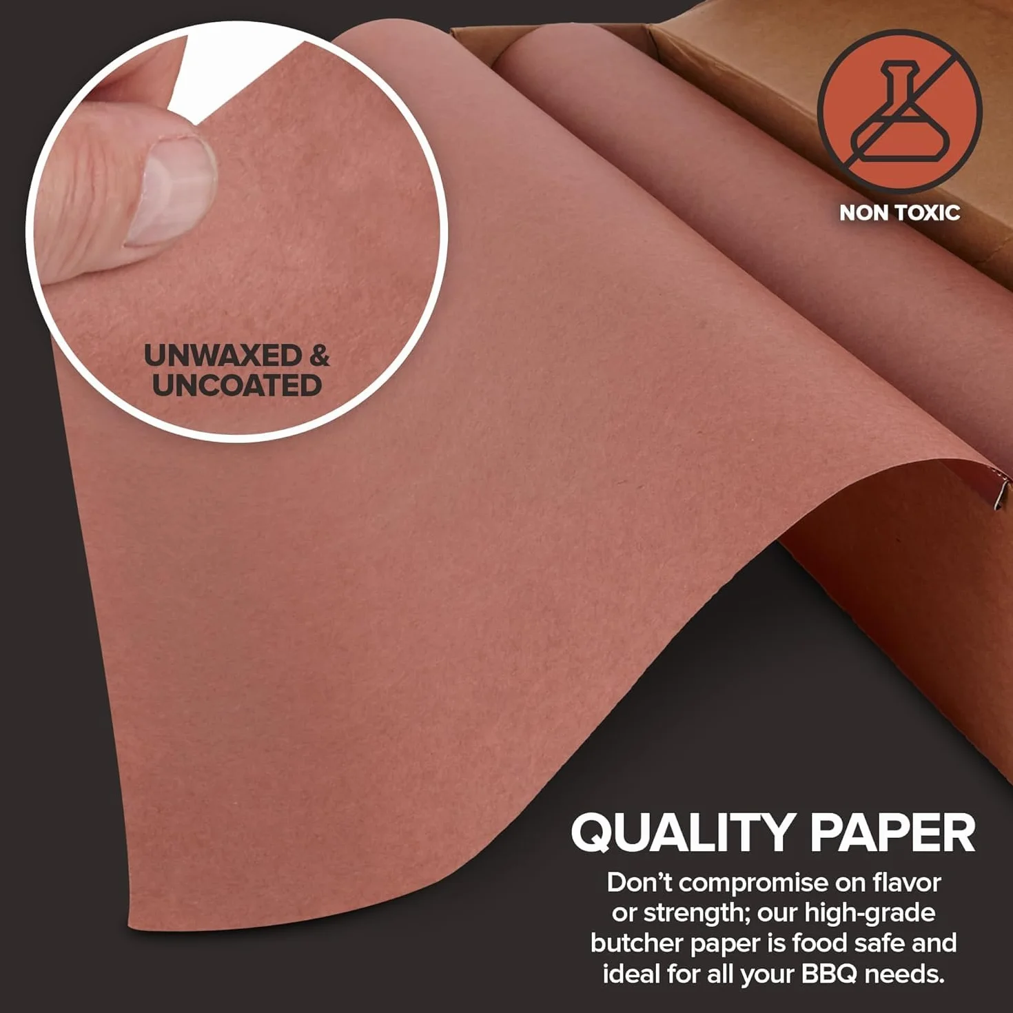 Rollo de Papel de Carnicería Kraft 30cm x 18m Sin Blanquear para Ahumado y Barbacoas