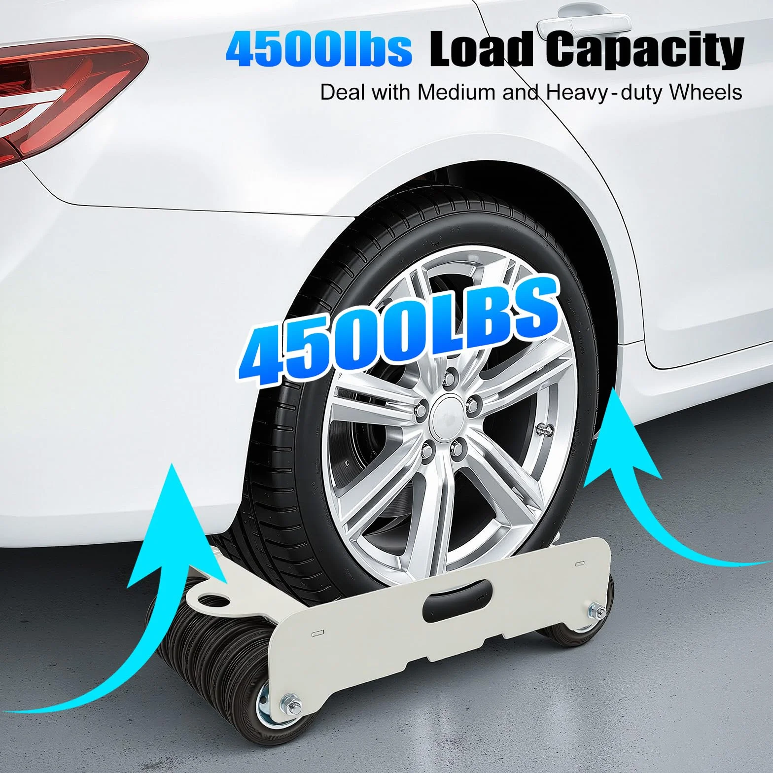 Carretilla de neumáticos portátil con Capacidad de Carga Patines para neumáticos vehículos de 2041 kg, Gato de posicionamiento con Ruedas Patín de Rueda para Coche, Carretilla, Desplazador Universal