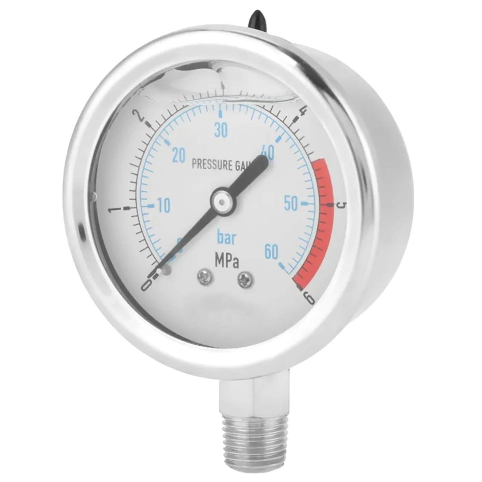 Manómetro de presión de Agua hidráulico de 0 a 60 Bar y 0 a 6 MPa, 1/4" NPT, Esfera de 60 mm, Herramienta de medición de presión, manómetro Digital.