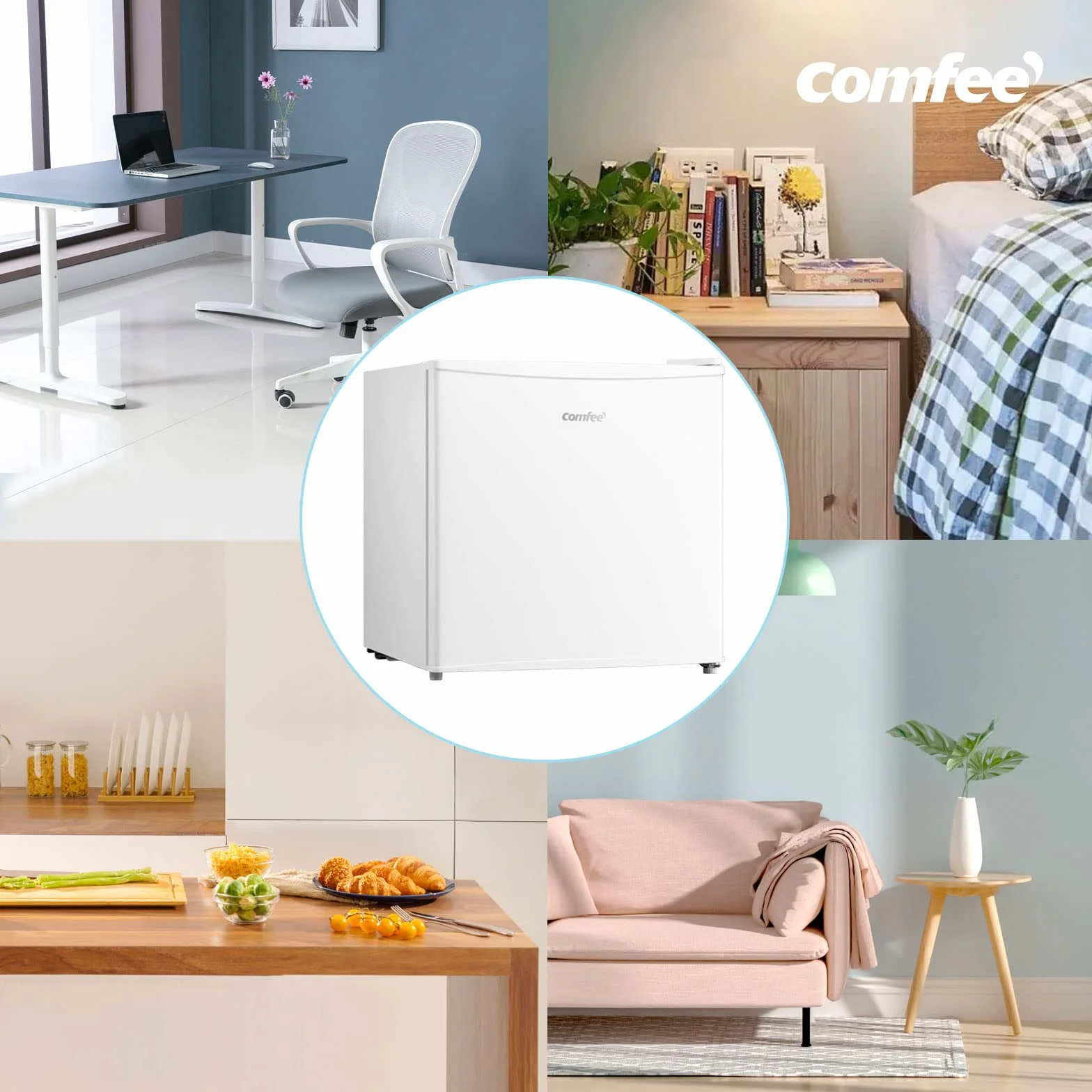 COMFEE' RCU40WH2(E) Mini Congelador 31L, Puerta Reversible, 4 Estrellas, Silencioso, Blanco