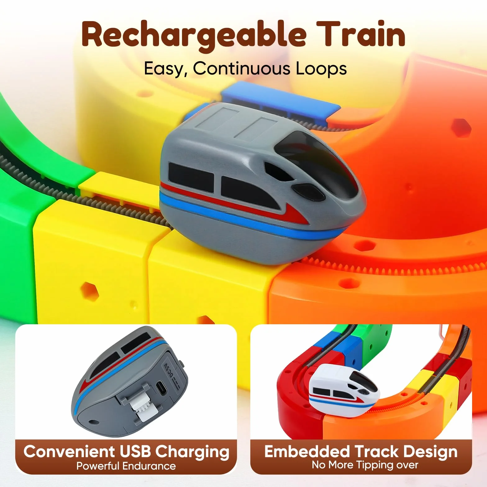 Juego de Trenes de Cubos mágicos 123 Piezas, Tren eléctrico 3D, Pista Flexible, Juguete construcción motorizado