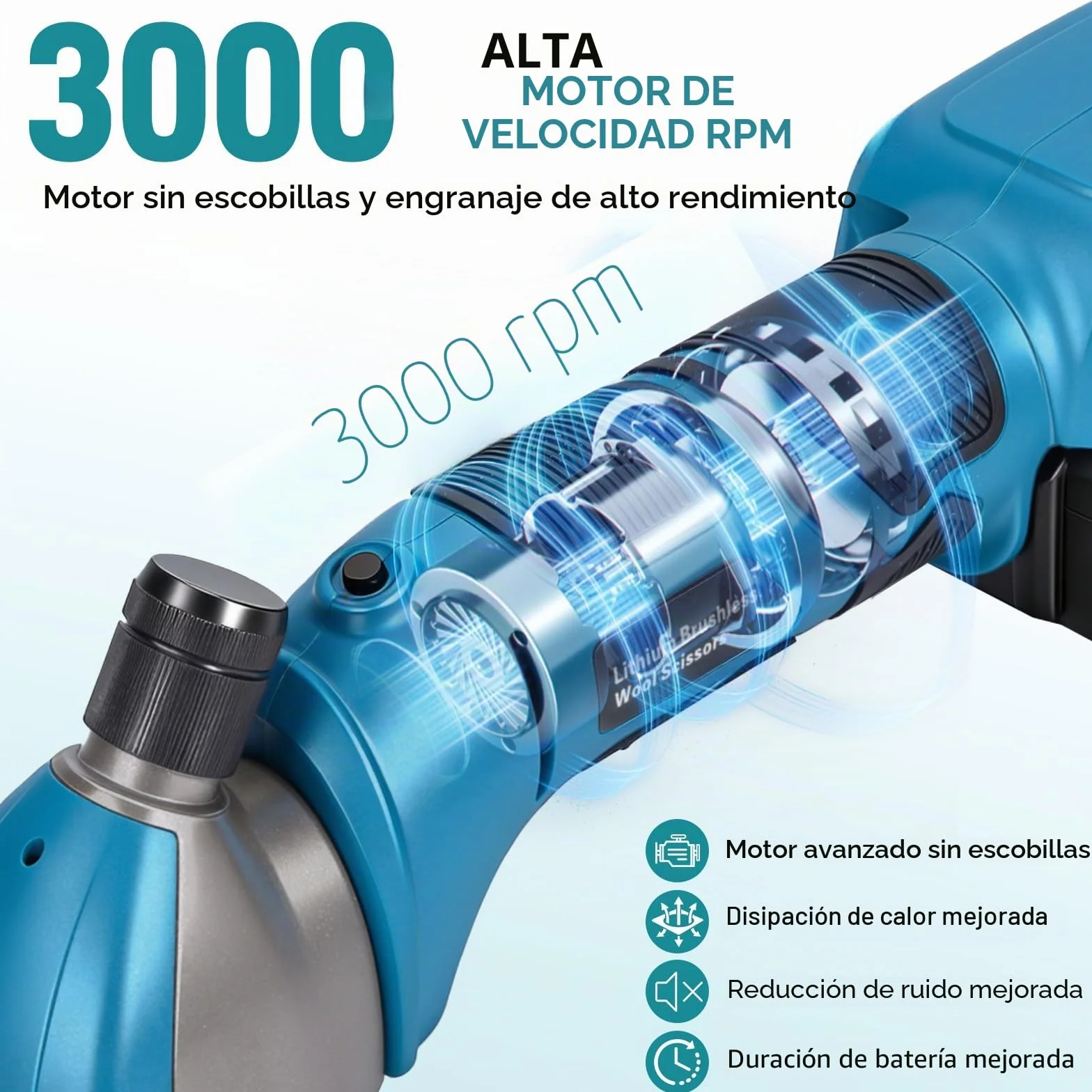 Yofidra Esquiladora de ovejas inalámbrica de 800 W - Esquiladora eléctrica con motor sin escobillas, 3000 RPM, 2 baterías de 3000 mAh, garra ajustable, ideal para ovejas, alpacas y cabras, azul