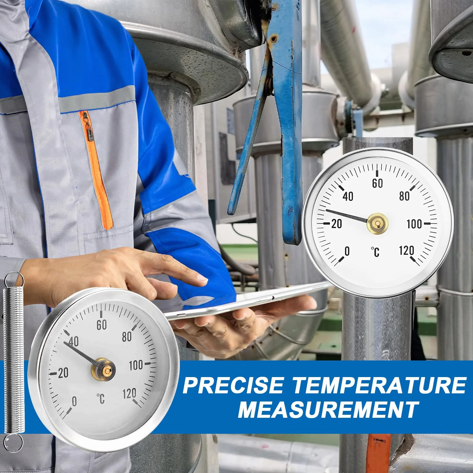 Clip On Termómetro Tubo Calentador 0-120 ℃ 63mm Indicador de Temperatura