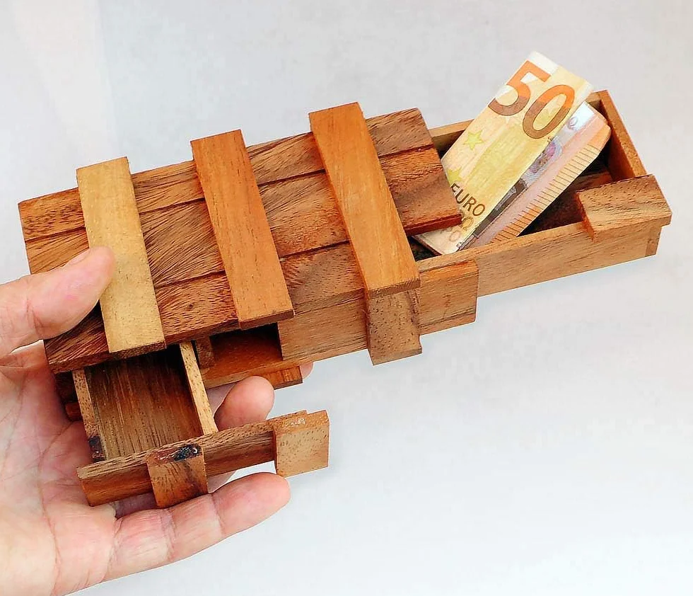 Logica Juegos Doble Caja De Pandora Rompecabezas De Madera Dificultad 3/6 Difícil Colección Leonardo da Vinci