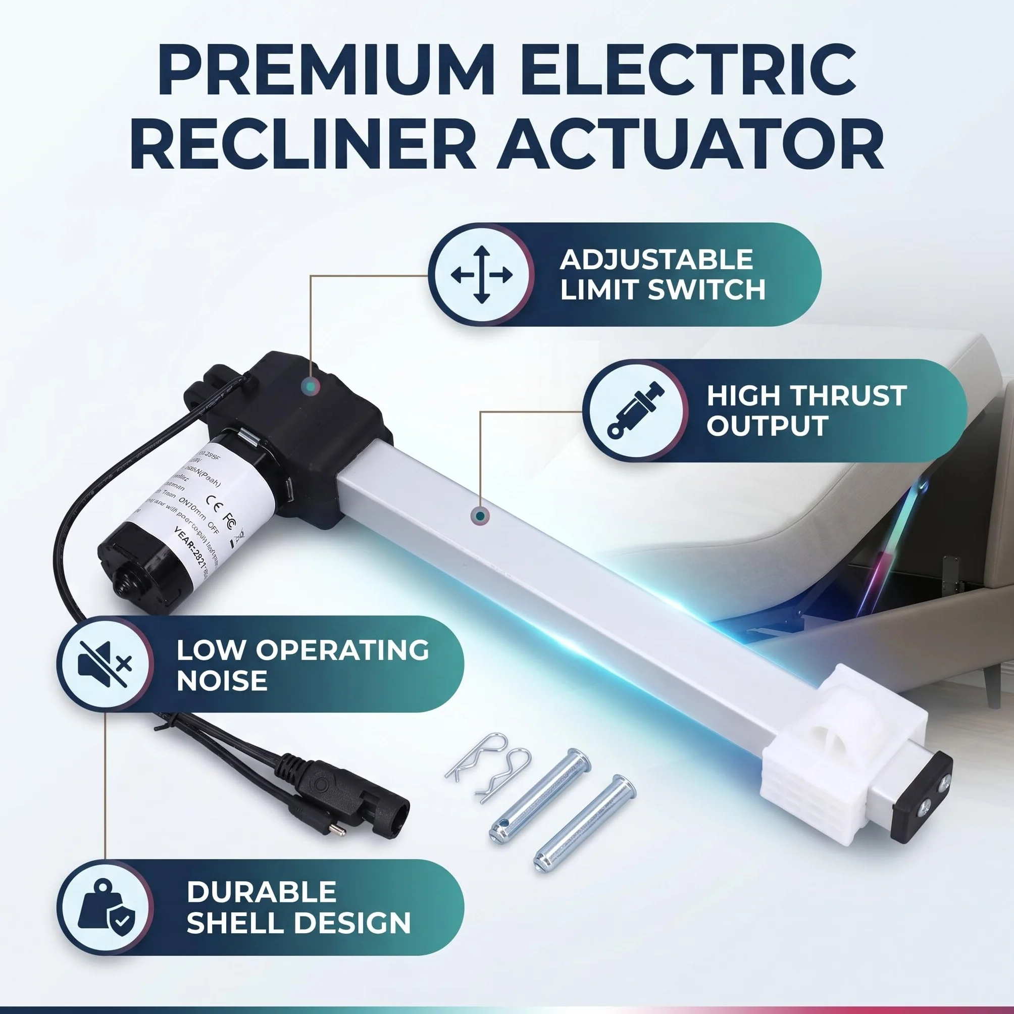Haofy Motor Reclinable, 58W DC 29V Reemplazo del Actuador Lineal con Clavo para sofá Eléctrico Reclinable Eléctrico y Silla Elevadora