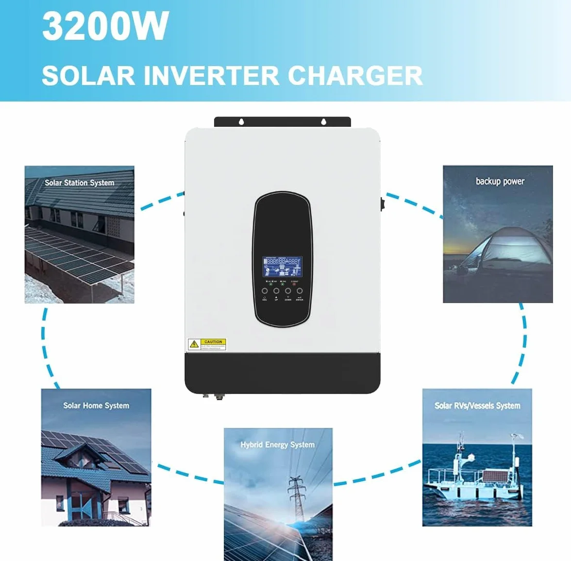 Inversor solar híbrido de 3 kW DC24 V a CA 230 V, inversor sinusoidal puro independiente de la red con cargador solar MPPT de 80 A + cargador de CA, máx. PV 3000 W DC130-430 V