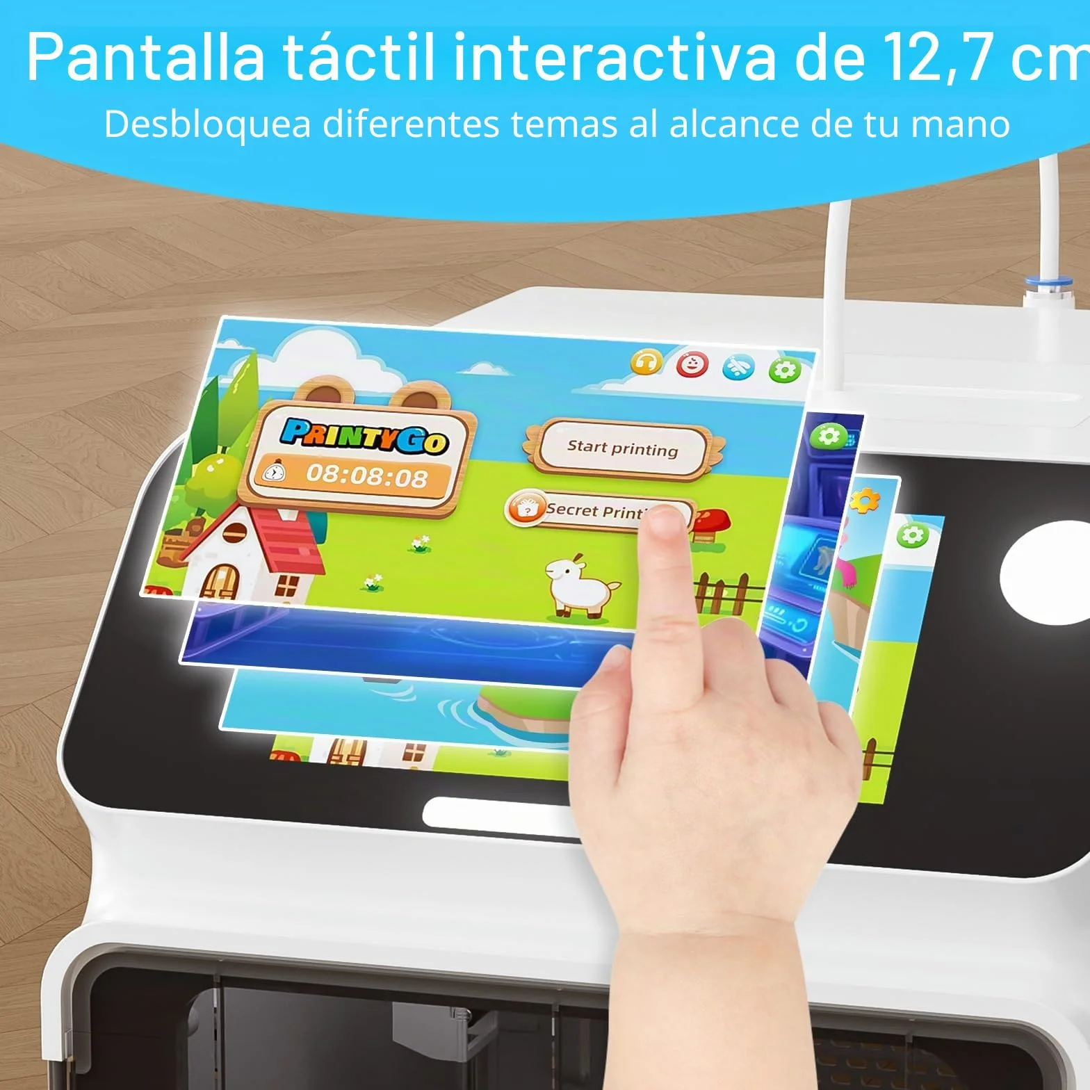 SainSmart Impresora 3D PrintyGo Mini para niños, 600 mm/s, autonivelación, Ideal para Principiantes, diseño Seguro para niños, Control por Wi-Fi/App, preensamblada para Aprendizaje Stem