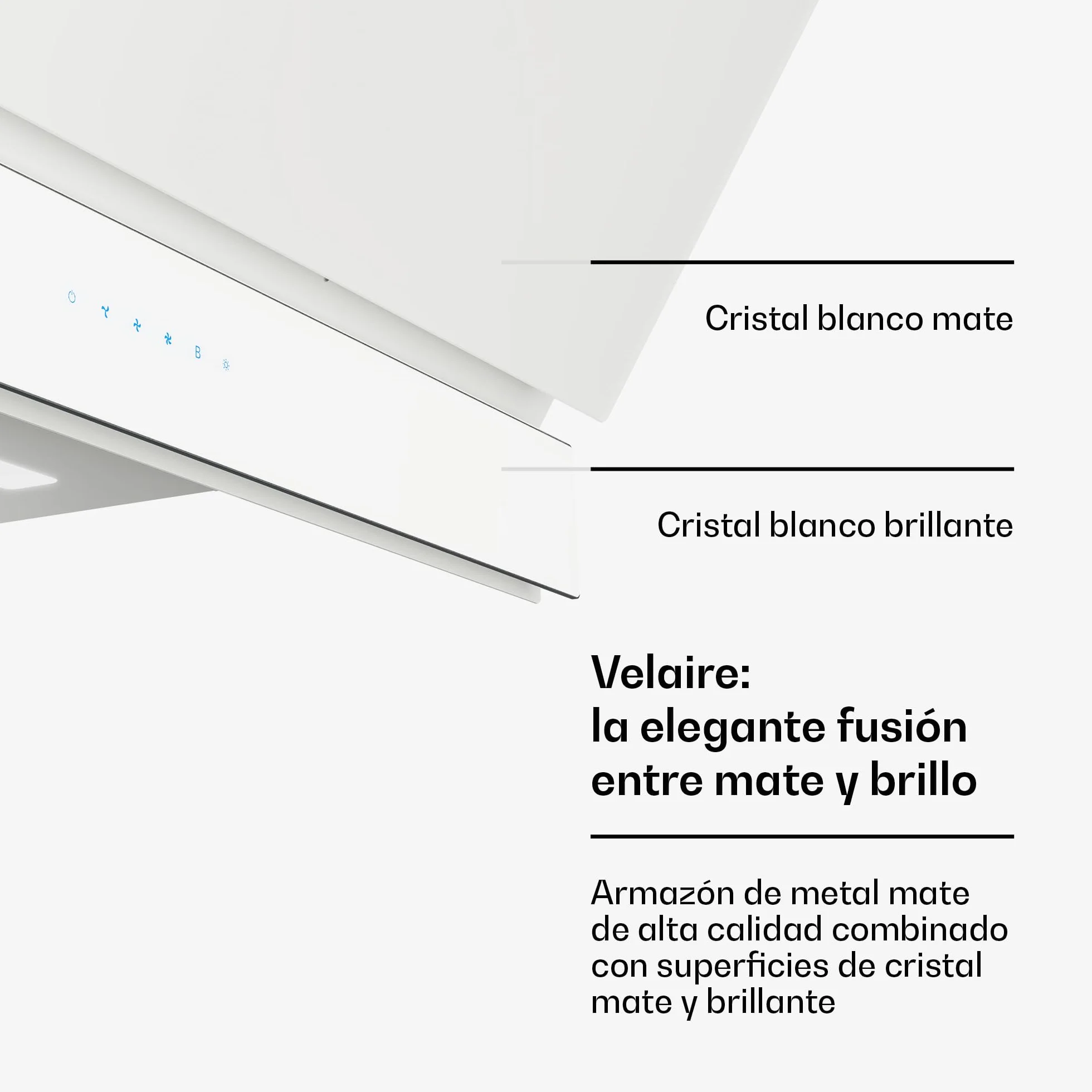 Klarstein Velaire Campana Extractora 90 cm 820 m³/h A++ LED Táctil Filtros Lavavajillas 3 Velocidades Boost Blanco
