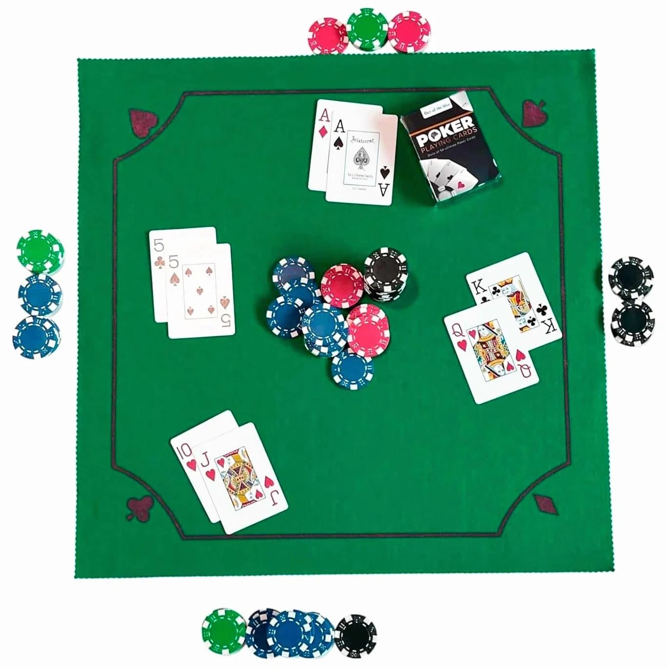 Tapete de Póker y Mus de Fieltro, Mantel para Juegos de Mesa, 50x50 cm, 2 mm, Verde