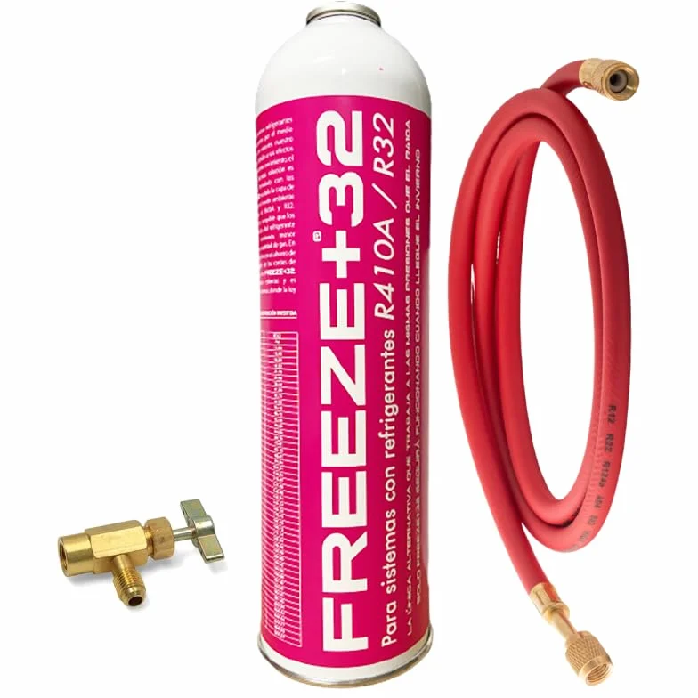 FREEZE +32 Kit Completo Sustituto Orgánico R410A R32 800g Gas Refrigerante Válvula Manguera Carga A/C Doméstico