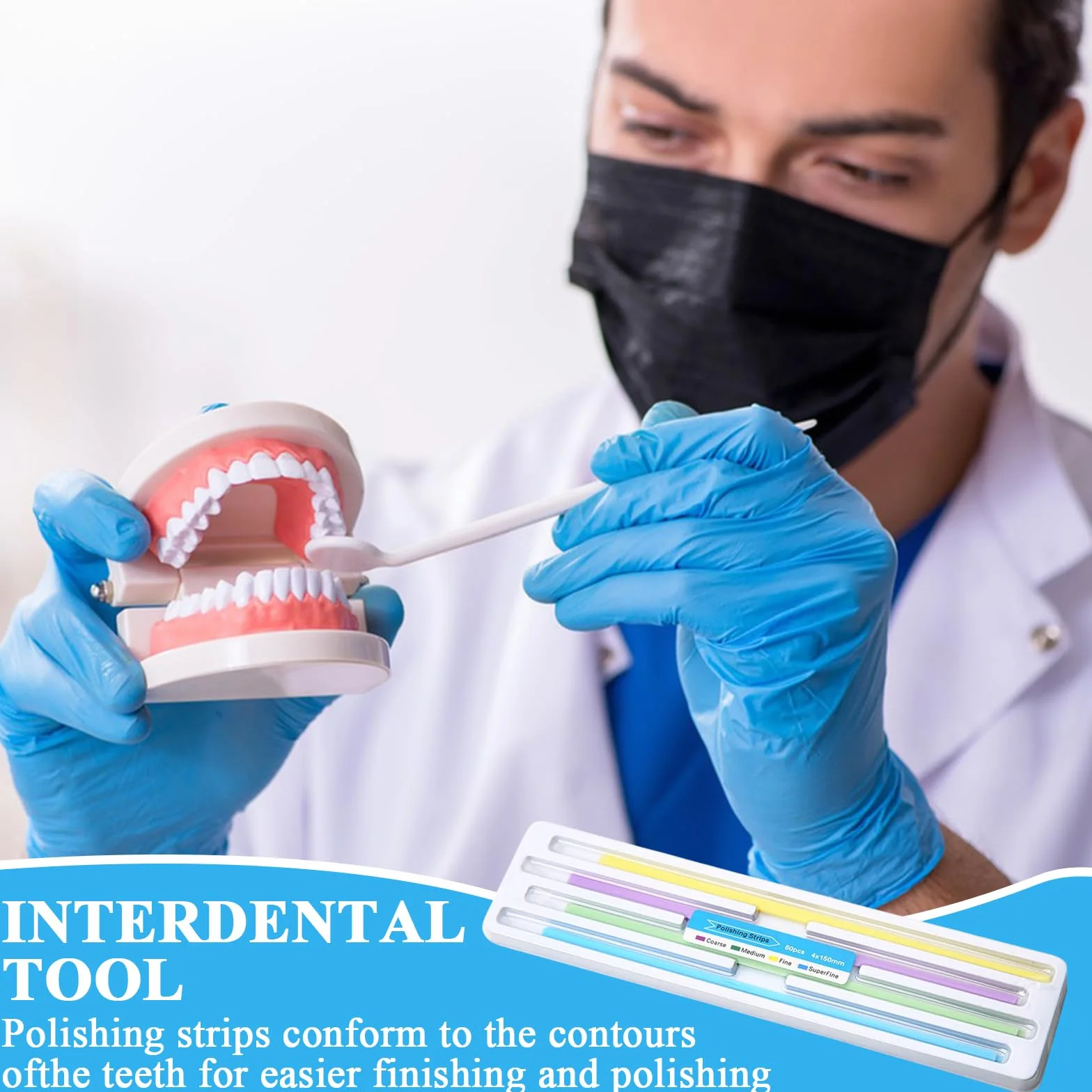 Papel de Lija Dental 4×150 mm 60 Piezas Tiras de Pulido Portátil Eliminación de Sarro Multicolor