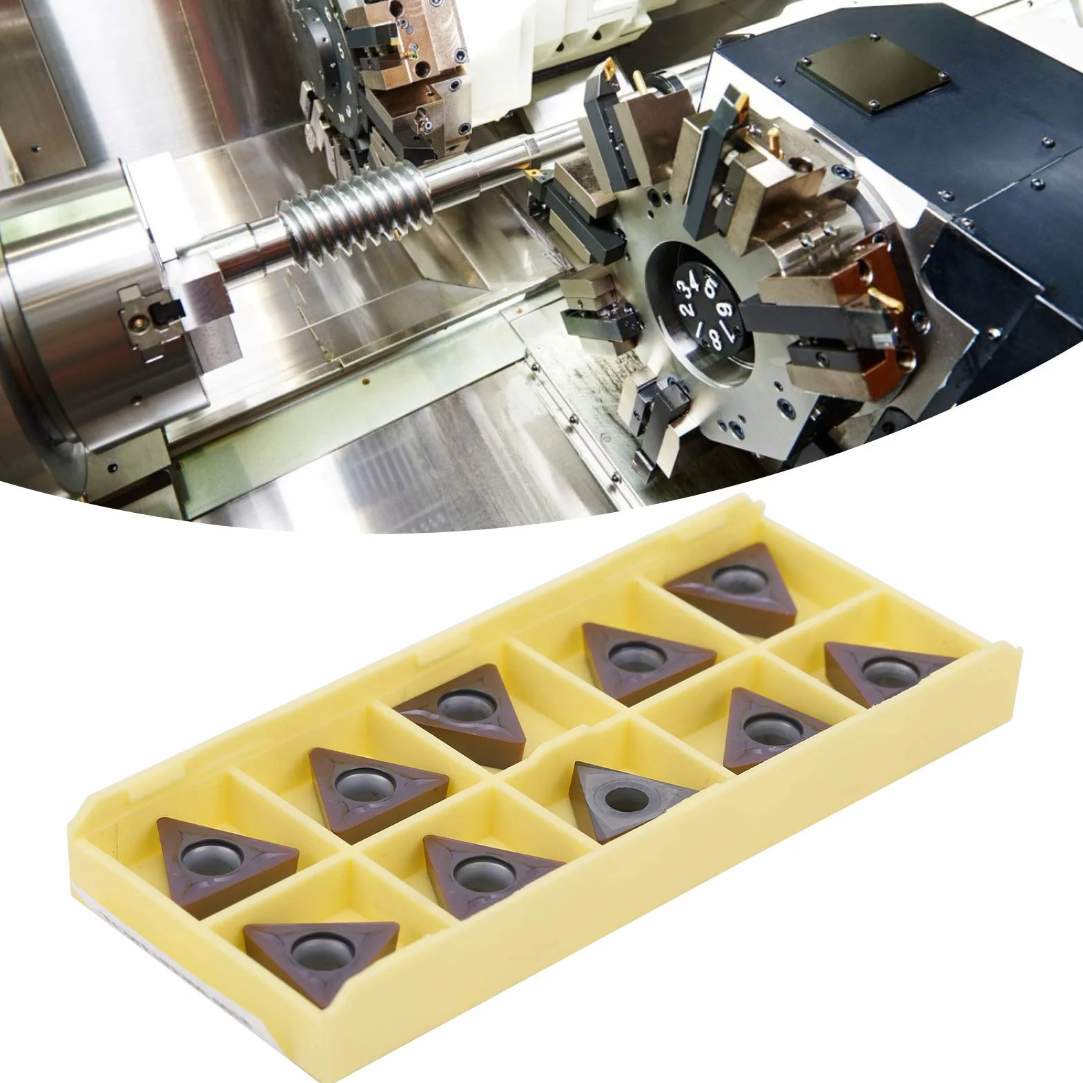 FTVOGUE TCMT16T308 LF6018 Kit de Herramientas de Cuchilla de Torno CNC, Inserto de Carburo Cementado con Rendimiento Superior para Corte de Metal, Suministros Industriales de 10 Piezas, de