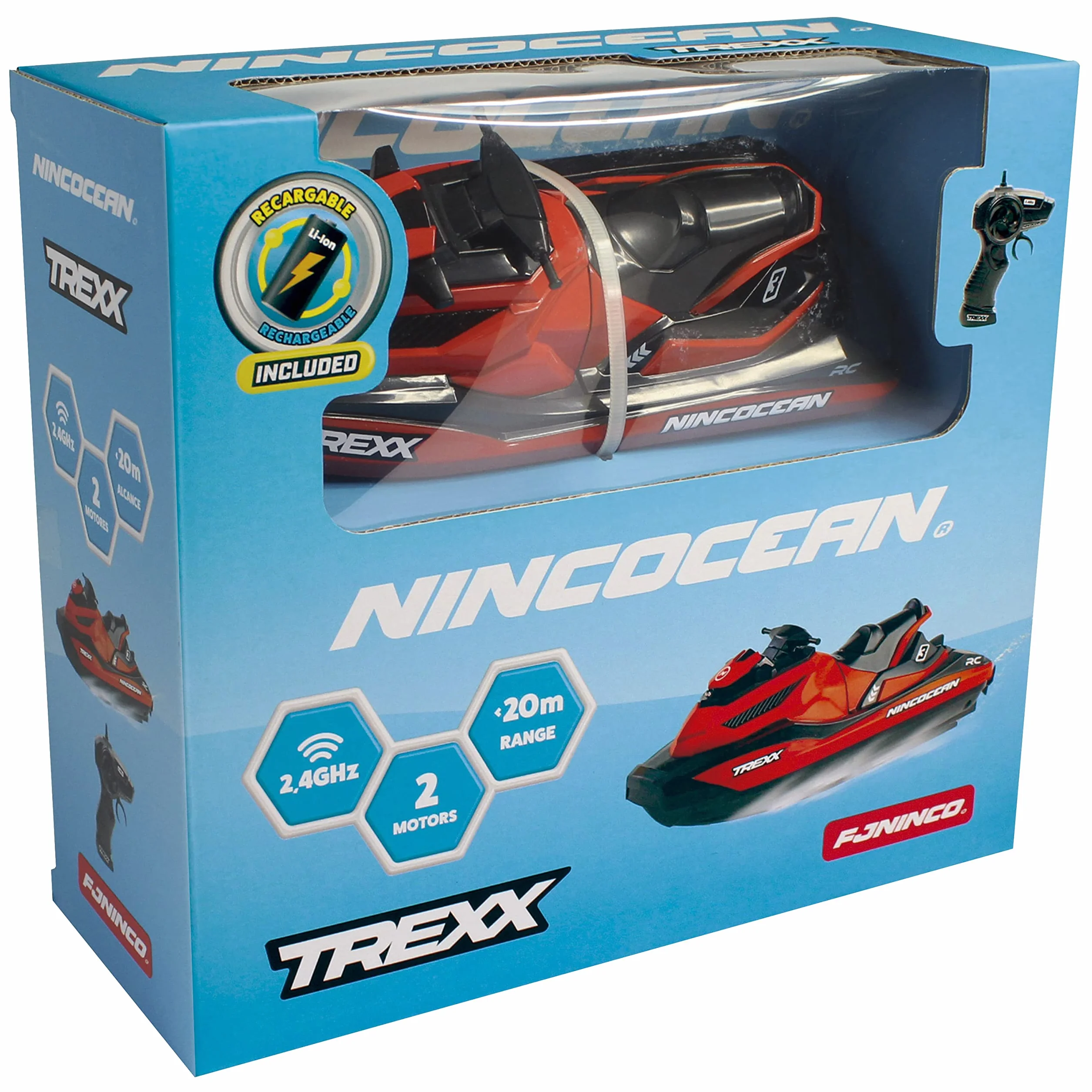 Ninco Trexx Espectacular Moto de Agua Equipada con 2 Motores 2,4Ghz Li-Ion 3,7V 500mAh 24,5x22x9 cm