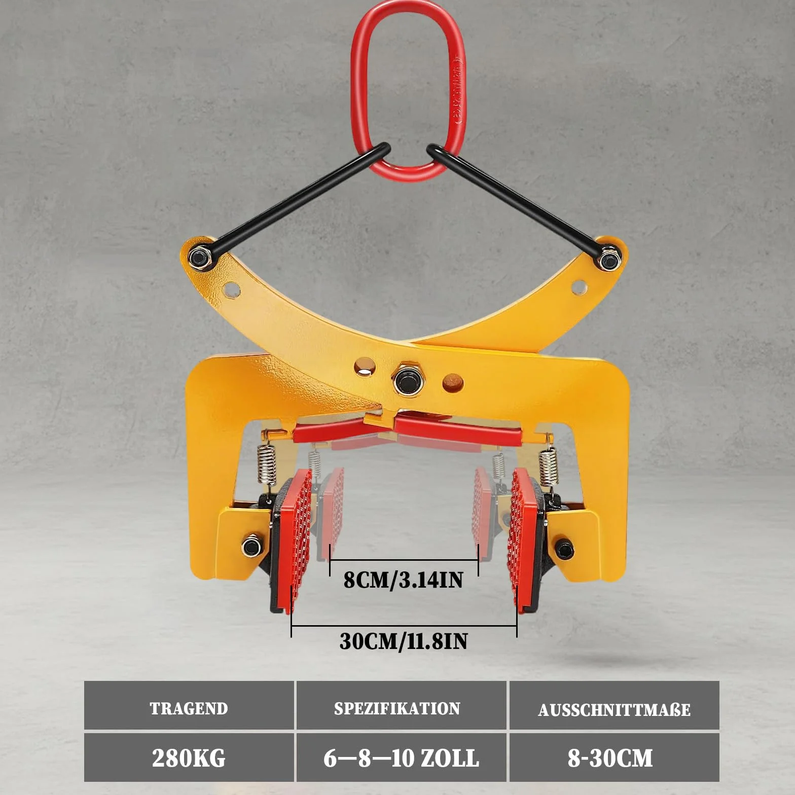 Alicates de desplazamiento, 280 kg, con apertura ajustable, 8-30 cm de diámetro, pinza para piedra para levantar y transportar piedras