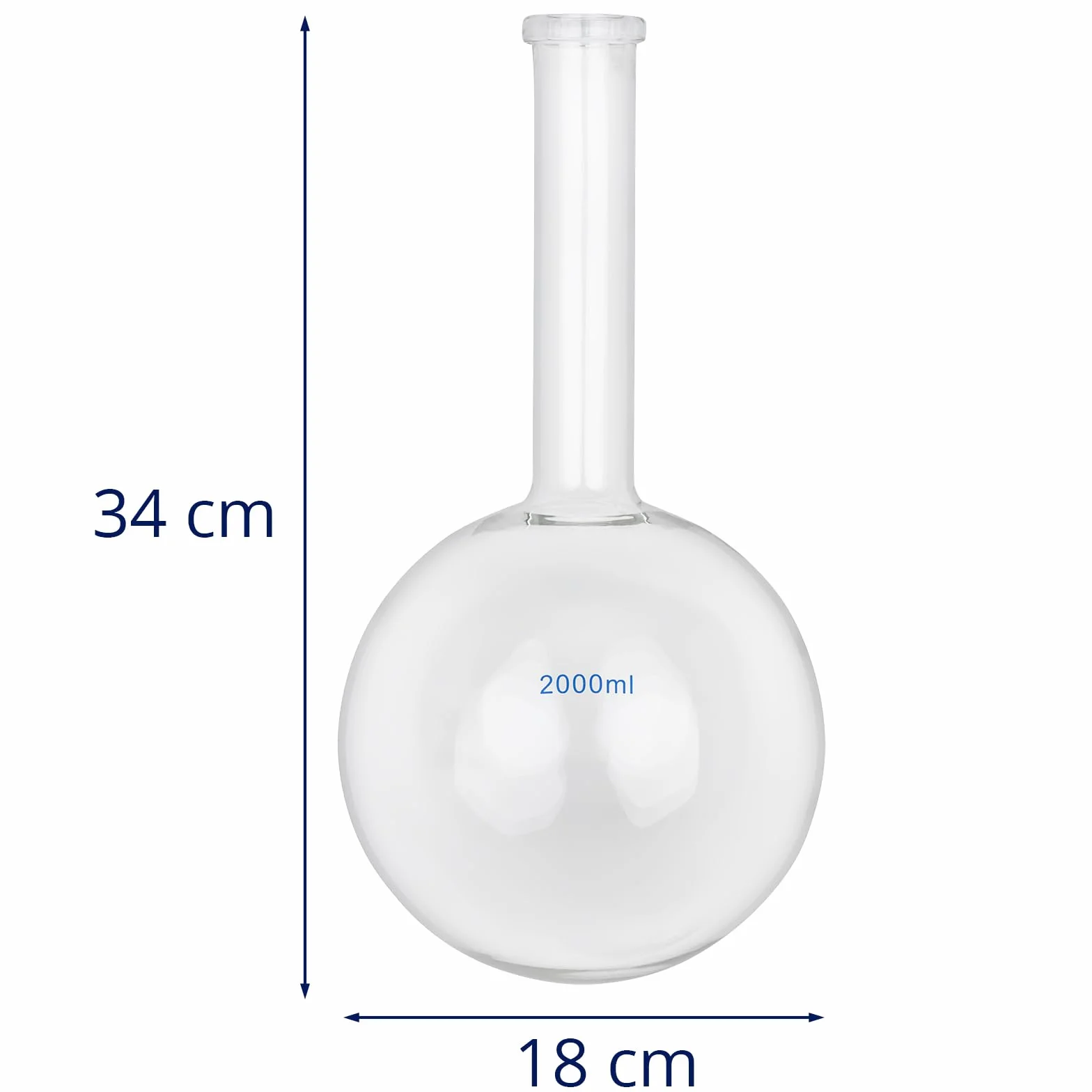 Steinberg Systems Matraz de Fondo Redondo 2000 ml Vidrio Borosilicato 3,3 160°C