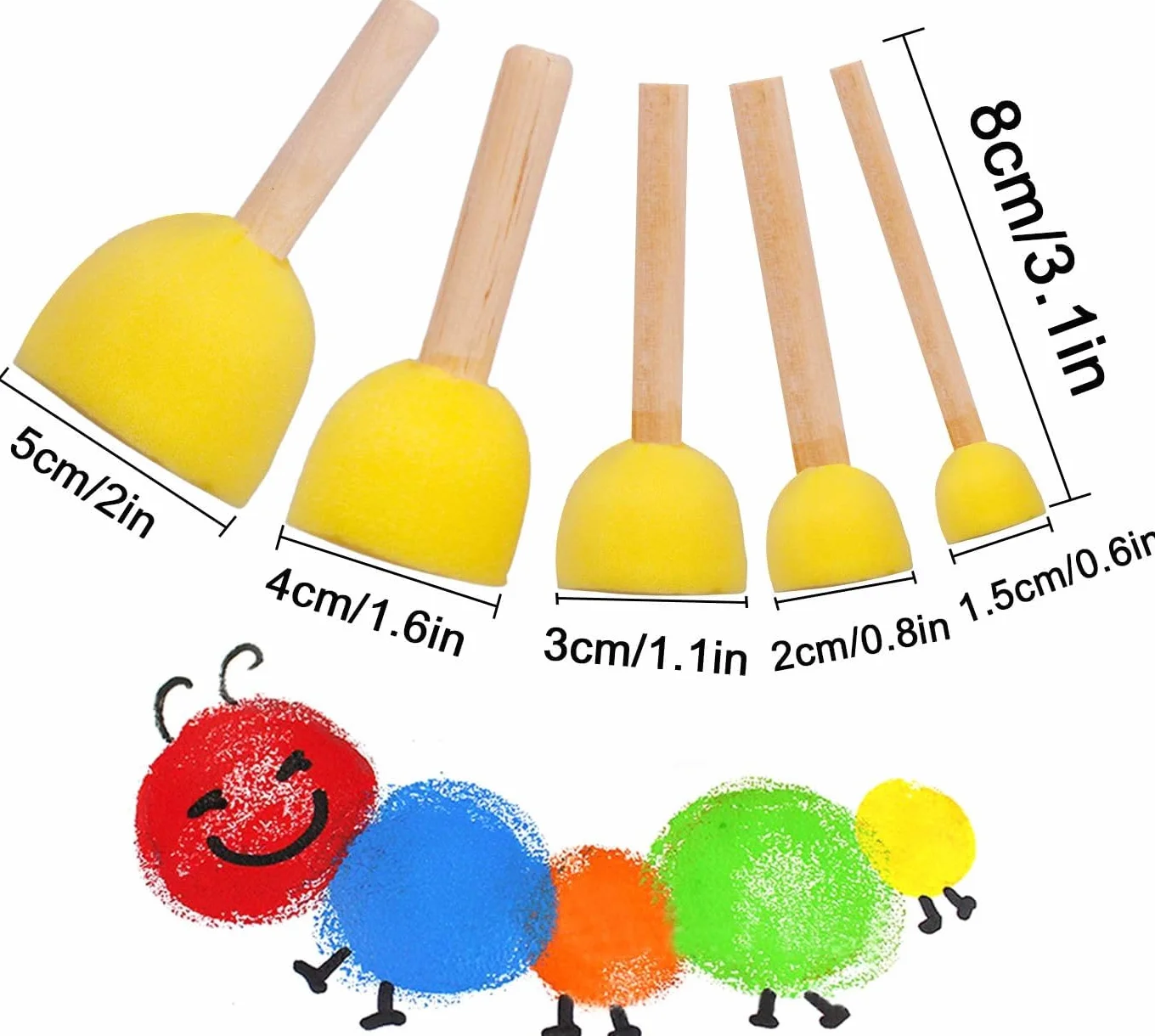 Harxin 30 Piezas Cepillos de Pintura de Esponja Herramientas de Dibujo para Artes DIY