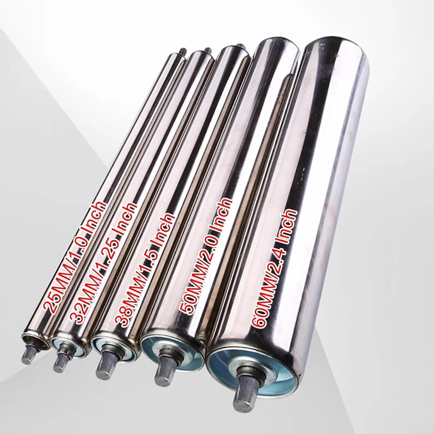 Transportador Rodillo Paquete de 10 Rodillos de Repuesto, Rodillos industriales con rodamientos de Acero sin Motor de Acero Inoxidable para almacenes de fábrica(Dia 50MM/2 In,L 300MM(11.8in))