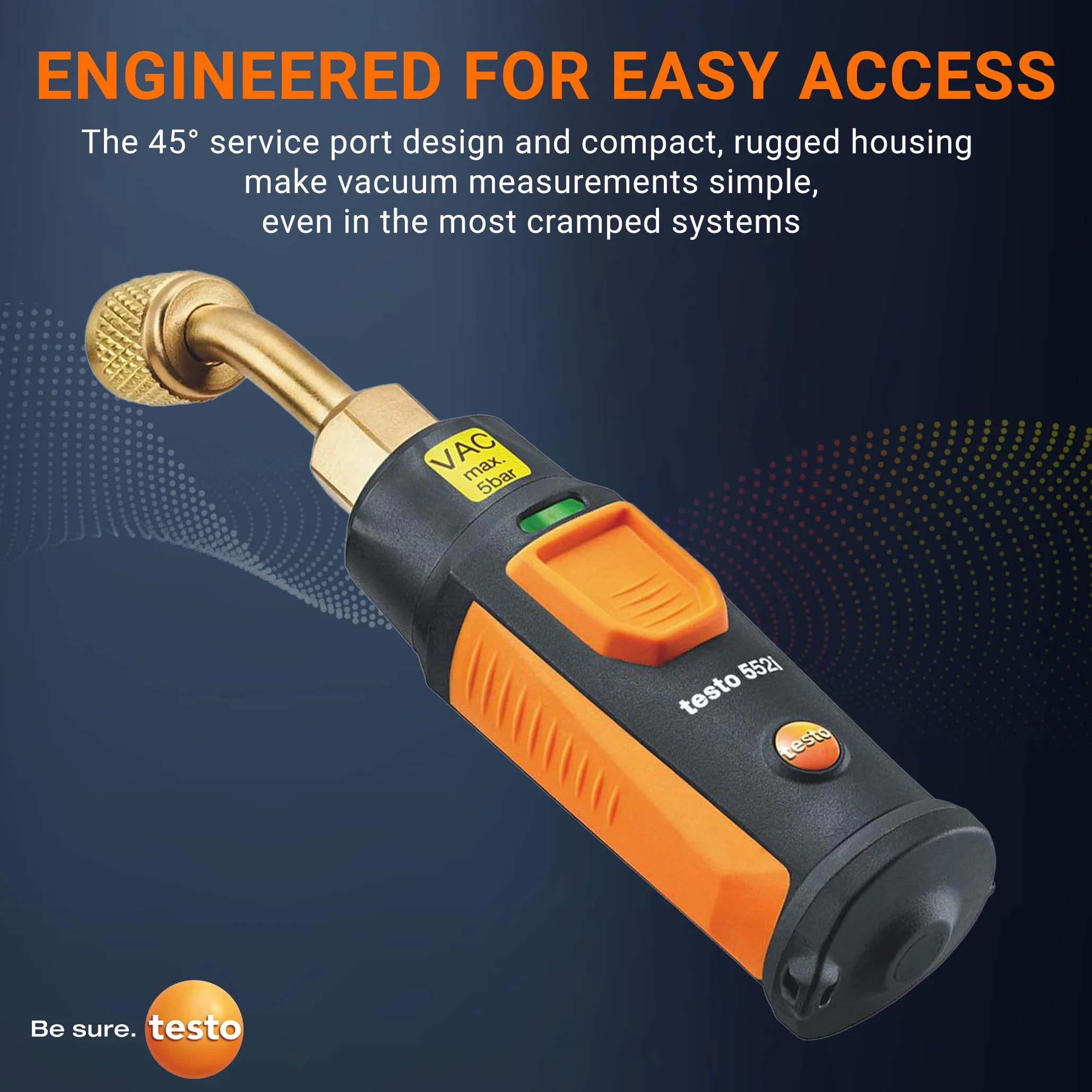 testo Sonda de vacío inalámbrica controlada por aplicación 552i para sistemas HVAC – con Bluetooth