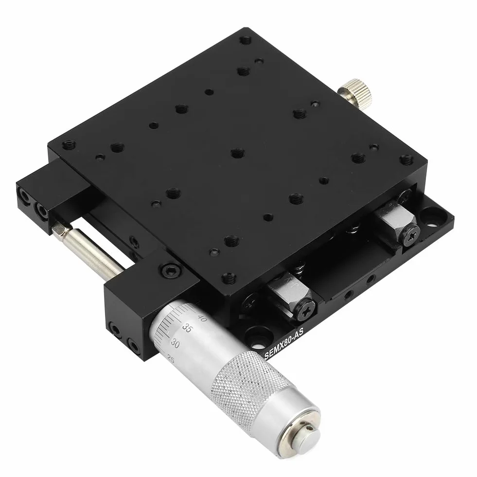 SEMX80-AS Etapas lineales de precisión rodillos cruzados 80x80 mm Micrómetro Manual Ajuste fino