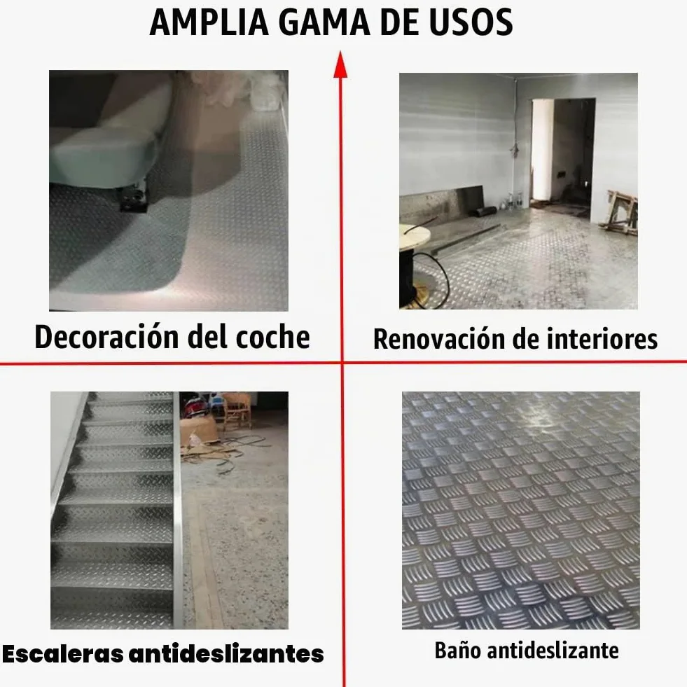 Chapa de Aluminio, diseño de Productos de construcción Placa de Aluminio Antideslizante tratable térmicamente y Resistente a la corrosión,3 * 500 * 500mm