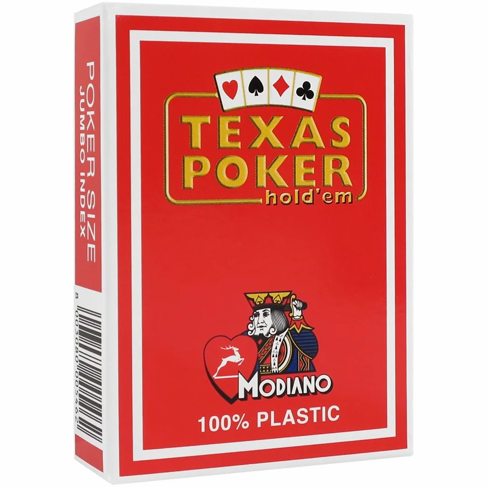 Modiano Texas Poker Jumbo Karty PVC Czerwone