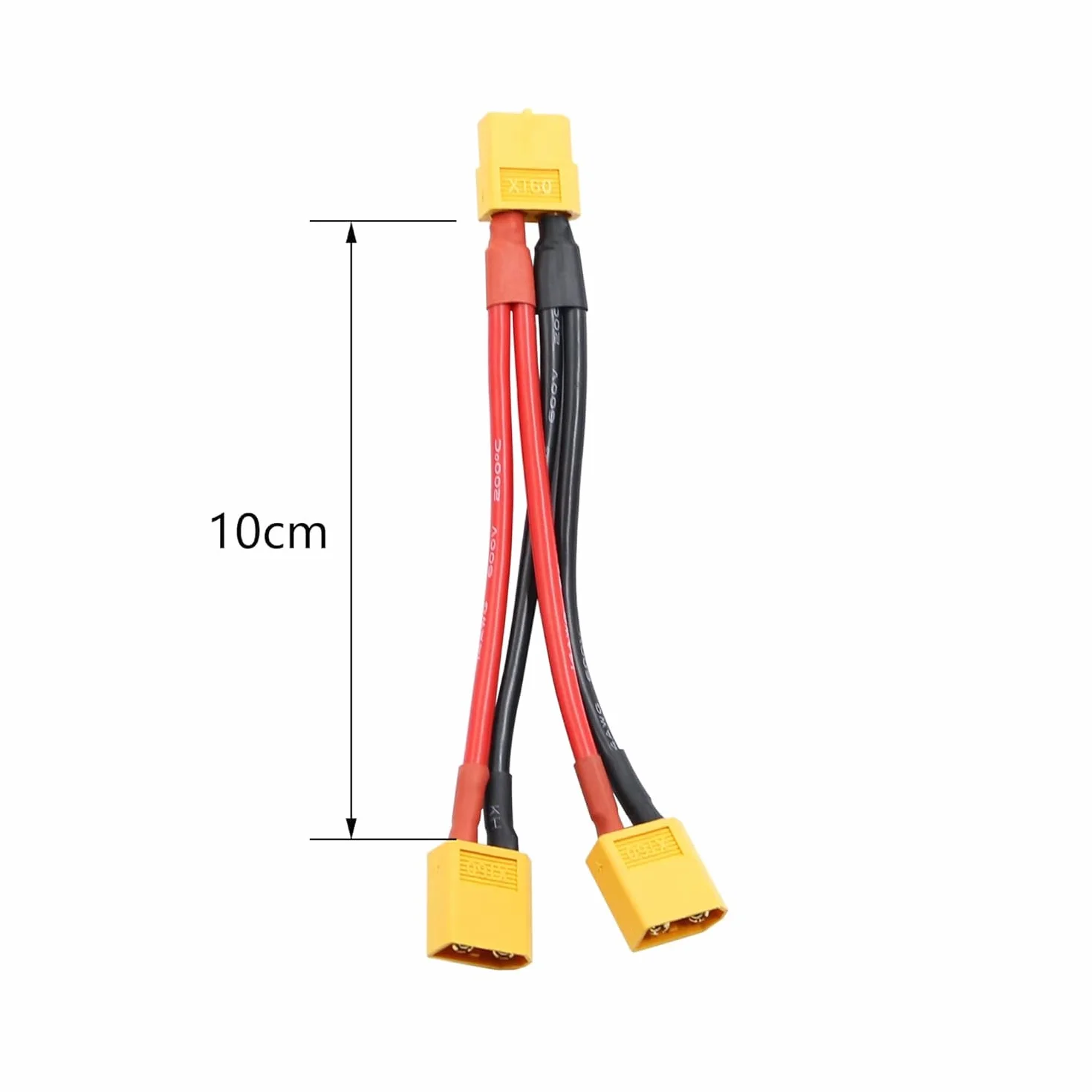 XT60 Adaptador de conector de batería paralelo Y Splitter 1 macho a 2 hembras Cable 14 AWG para RC Quadcopter