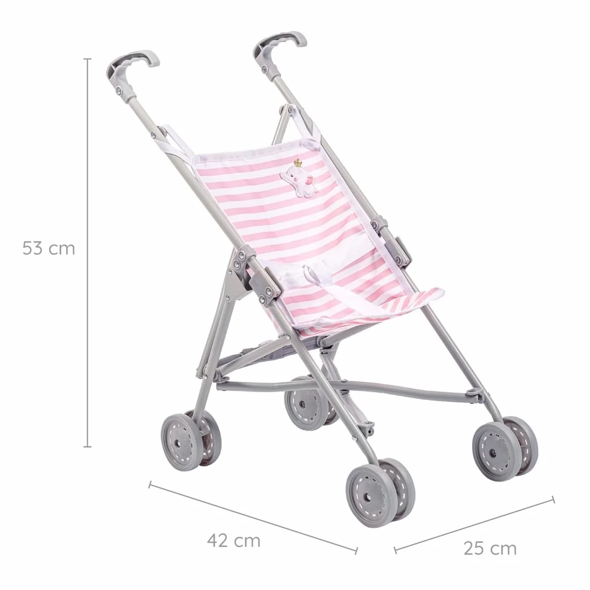 Berenguer Jc Toys Silla de paseo plegable modo paraguas para muñecas 45 cm blanco y azul a rayas decoración elefante +2 años