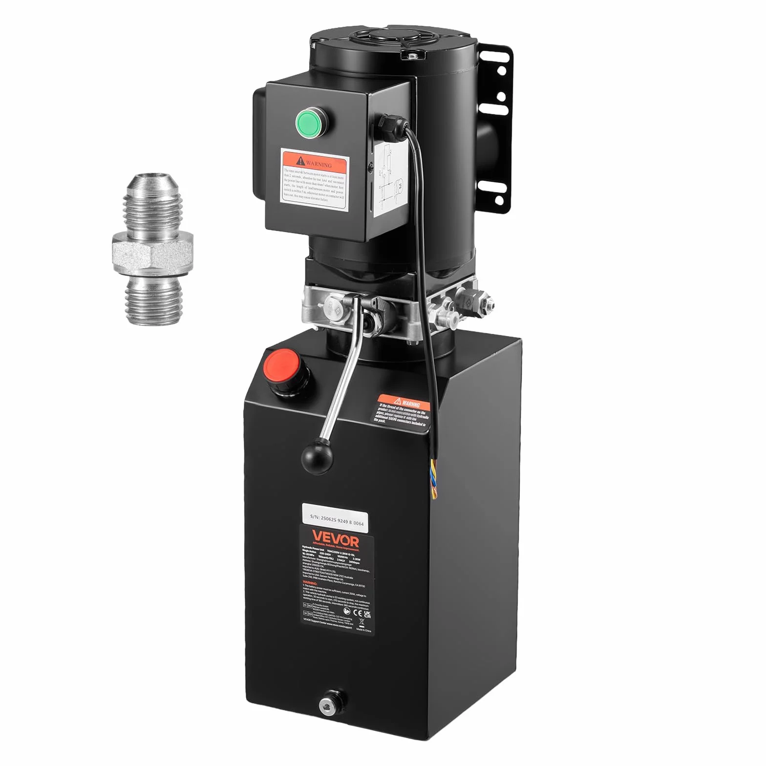 VEVOR Bomba hidráulica, de simple efecto, caudal de aceite de 6,3 L/min, presión máxima de descarga de 22 MPa para camiones, talleres mecánicos y elevadores de vehículos, negro, 660 x 270 x 270 mm