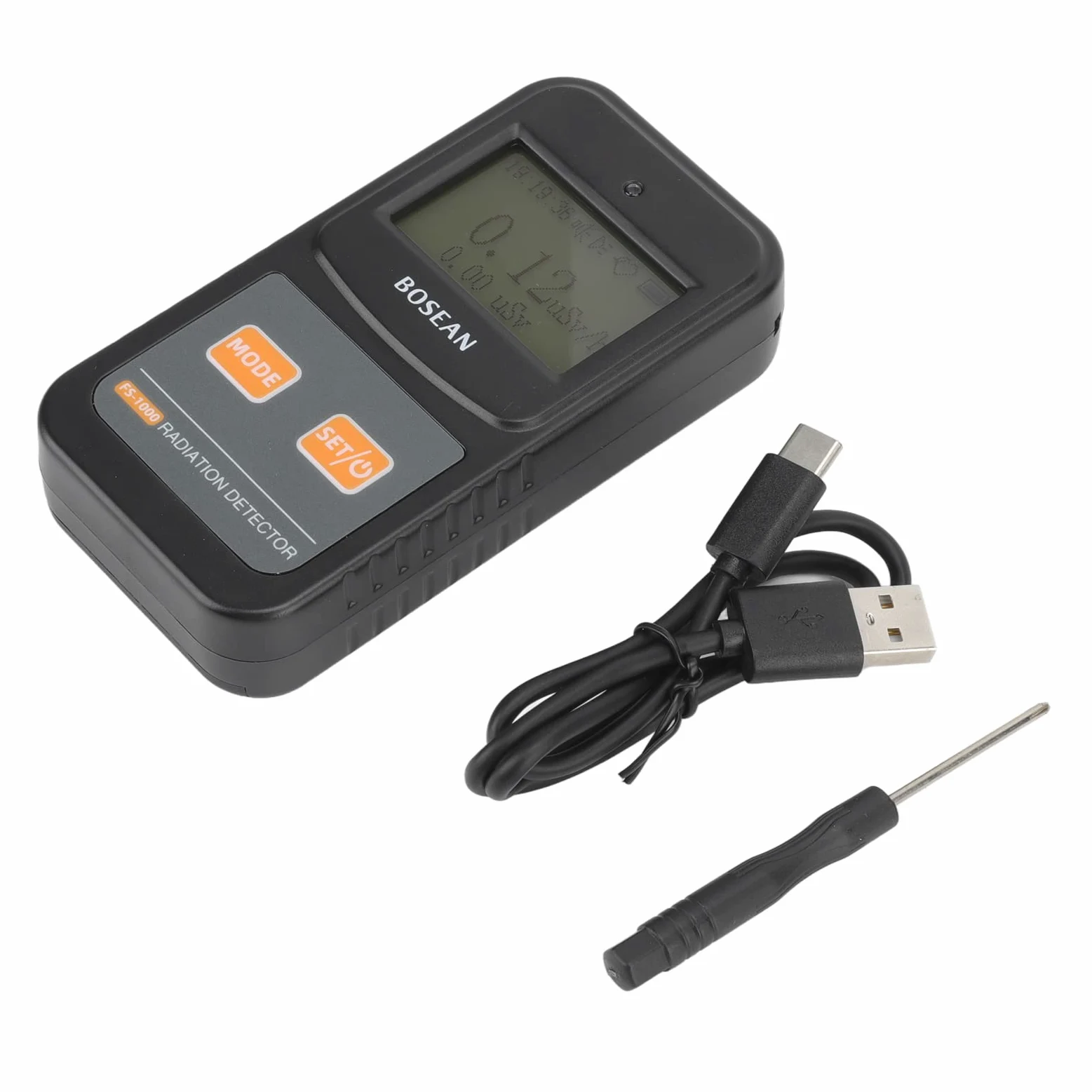 Asixxsix Detector de Radiación de Contador Geiger, Detector de Radiación Nuclear Portátil de Mano con Compensación de Energía, Dosímetro con Pantalla LCD, Umbral de Alarma Ajustable para Laboratorios