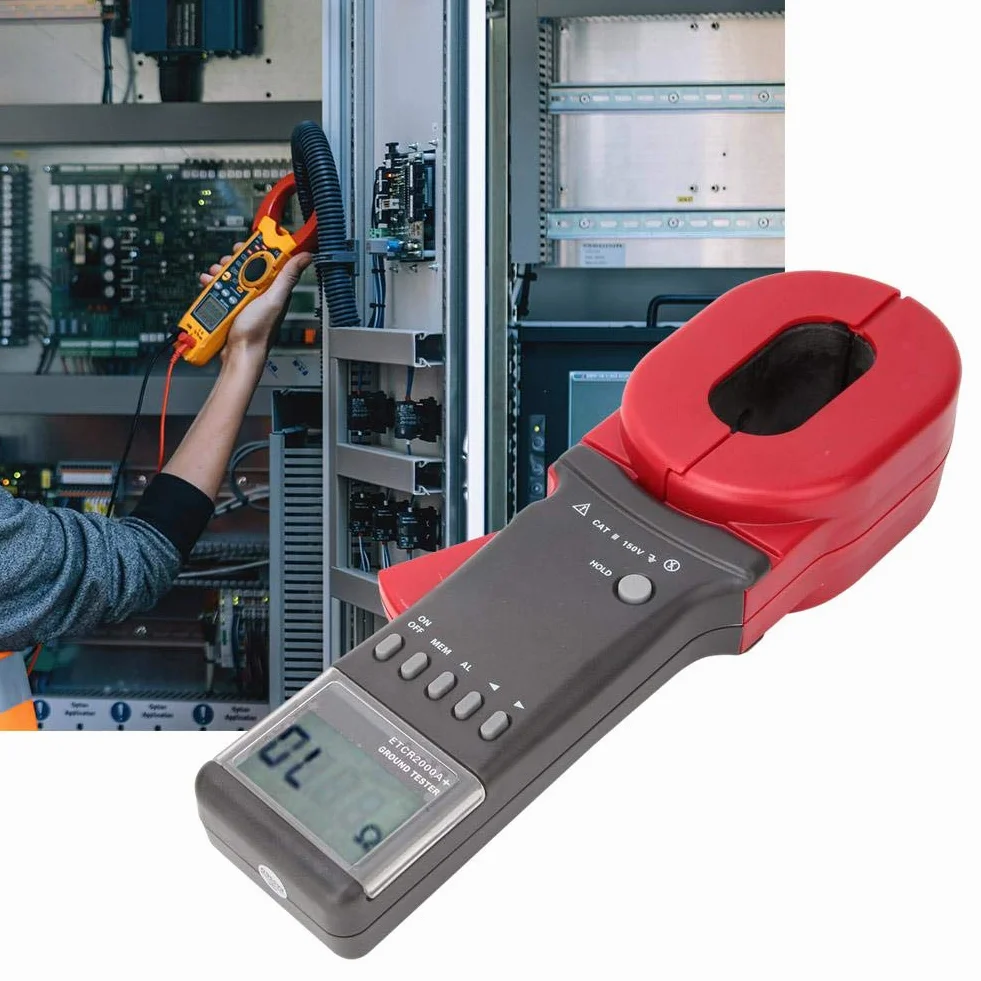 Medidor de pinza digital ETCR2000A + Probador de resistencia de tierra con pantalla LCD