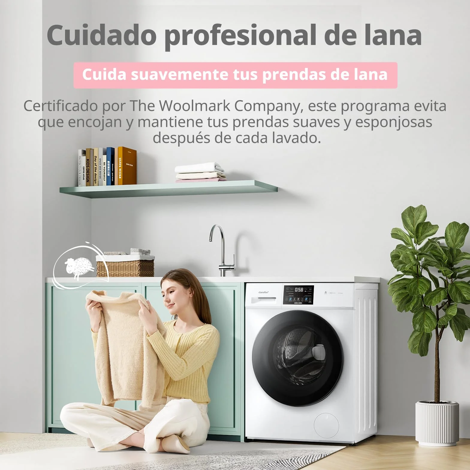 COMFEE' CFP03ED100W-HL Lavadora y Secadora 2 en 1 de Pie, 10 kg/7 kg, 60 cm, Motor BLDC, Blanco