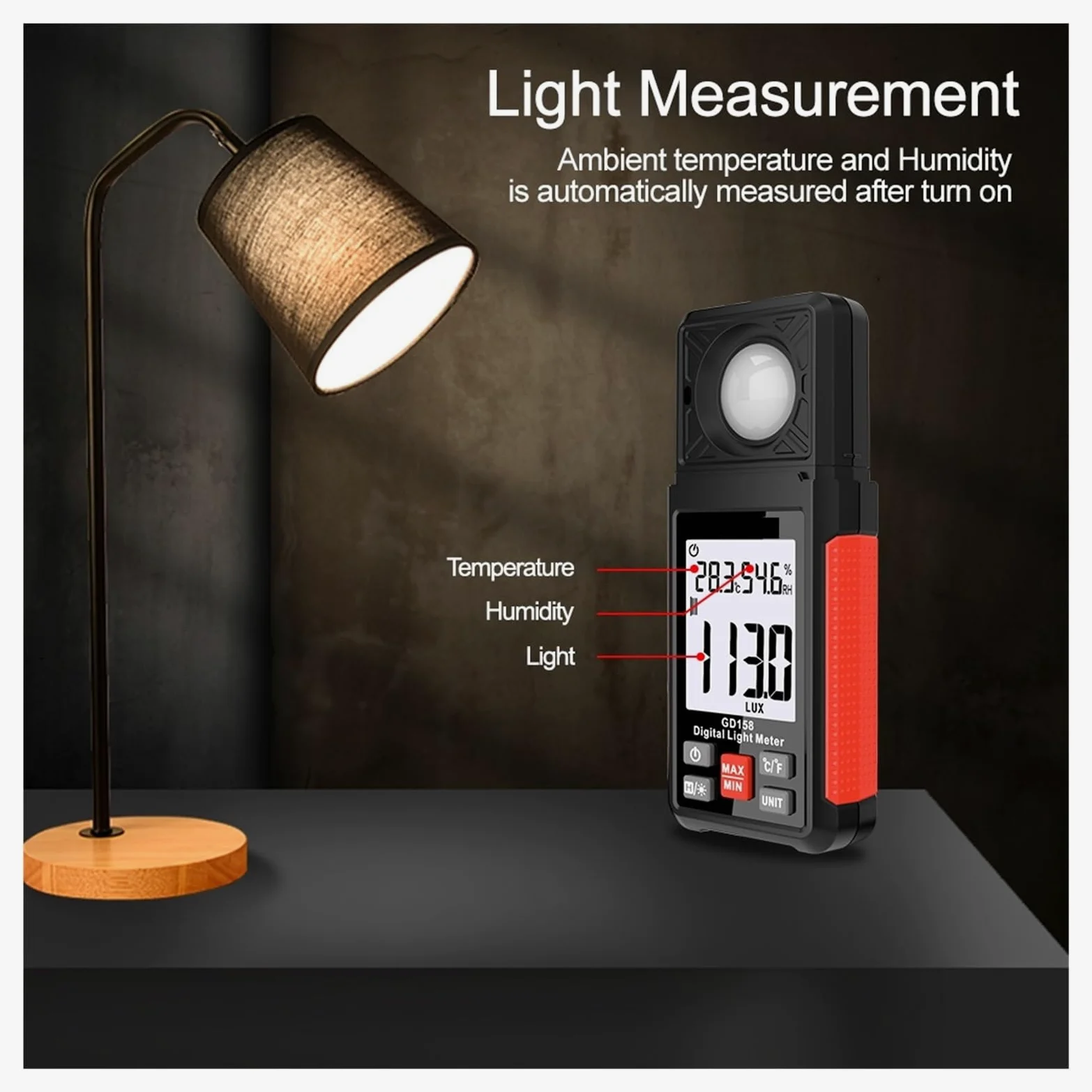 Medidor de luz, Luxómetro digital, fotómetro FC, medidor de iluminancia, probador, 200000 lux, iluminómetro, fotómetro, luxómetro