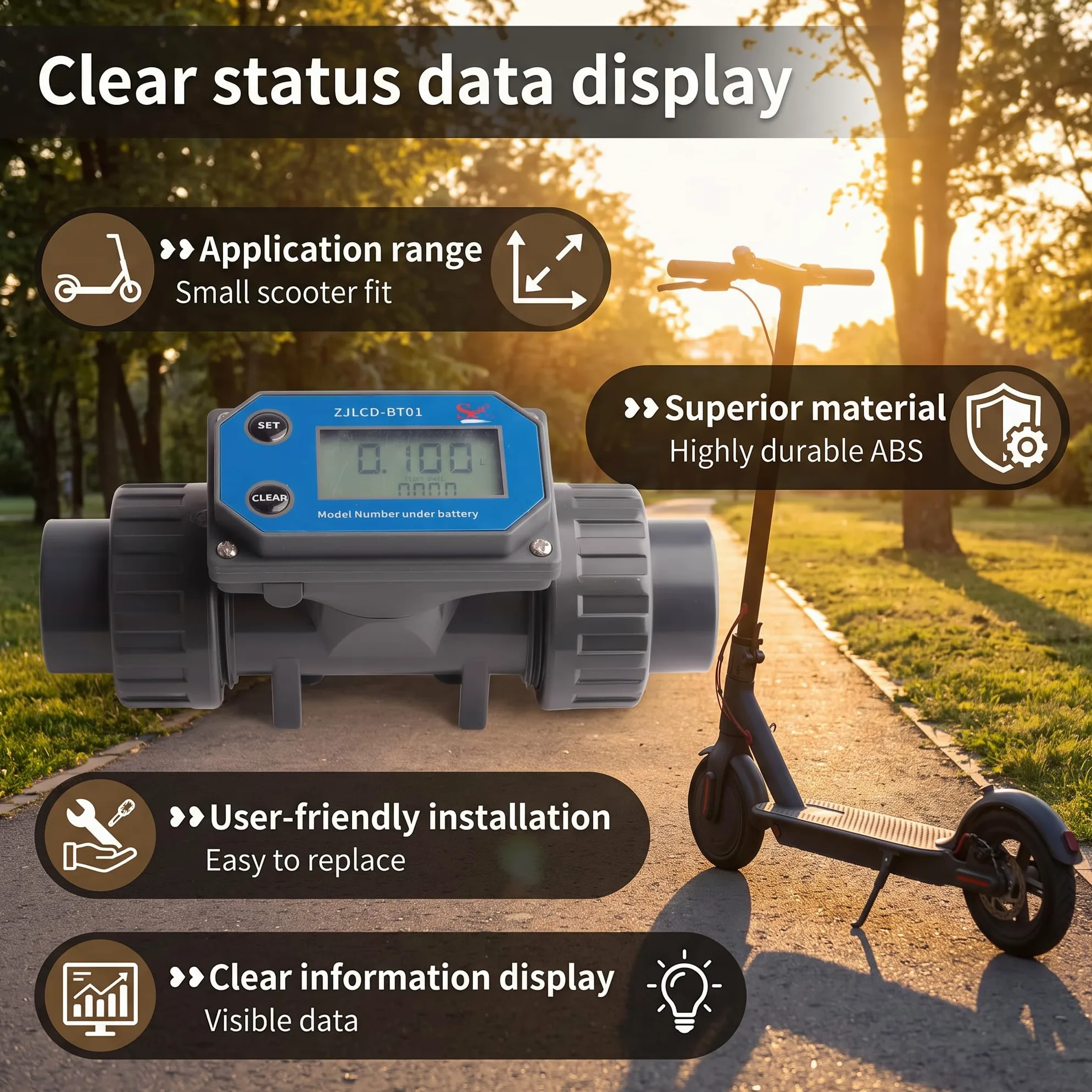 Méter de Flujo de Pantalla Digital de Alta Precisión de Akozon, Medidor de Sensor de Flujo de Agua para Riego de Gran Volumen, Adecuado para Granjas, Piscinas e Industrias de Purificación de Agua