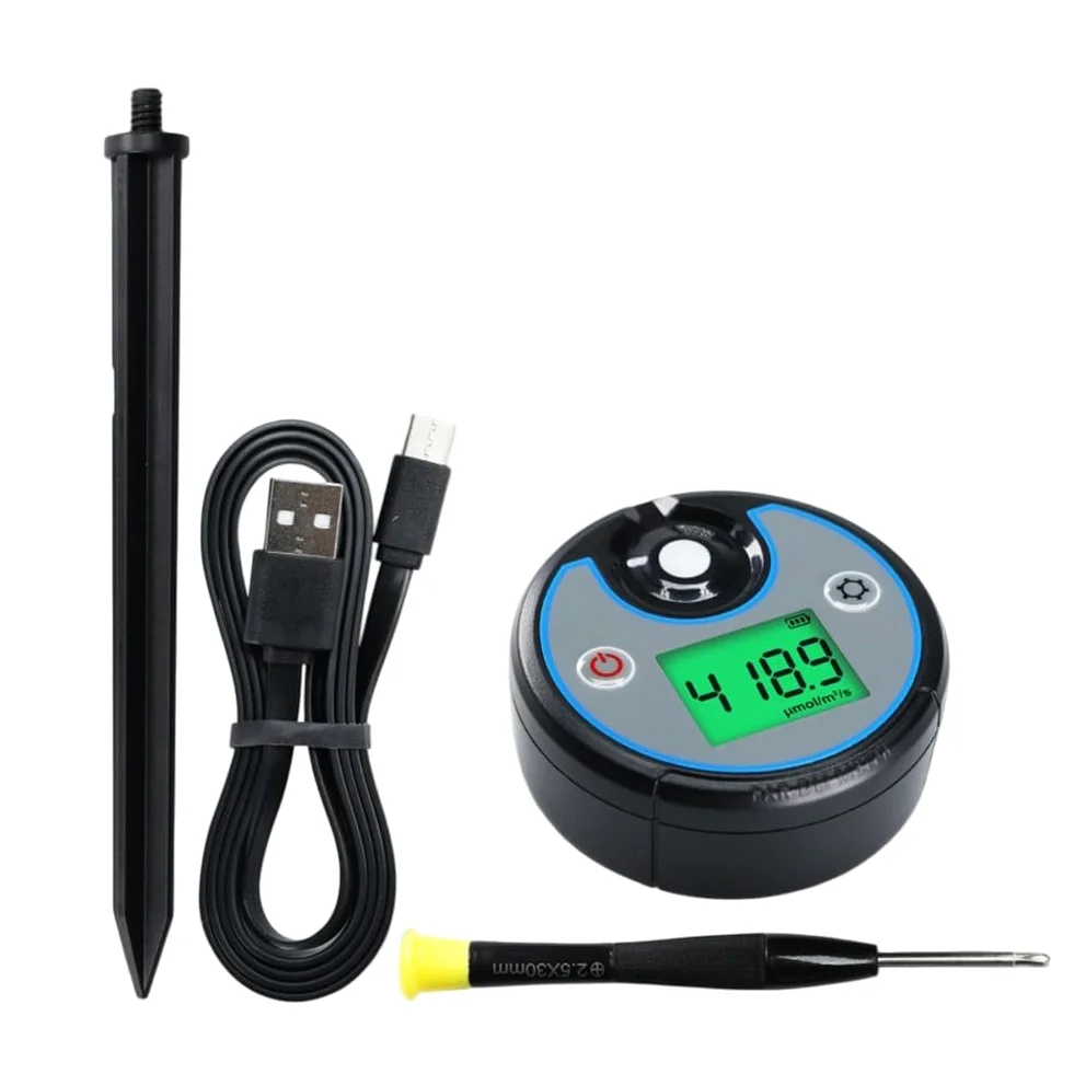 Zoegneer Medidor de luz PAR y DLI de doble función con registro de datos de 5 años IP65 impermeable espectrofotómetro de pantalla digital para monitoreo de crecimiento de plantas en invernadero y uso