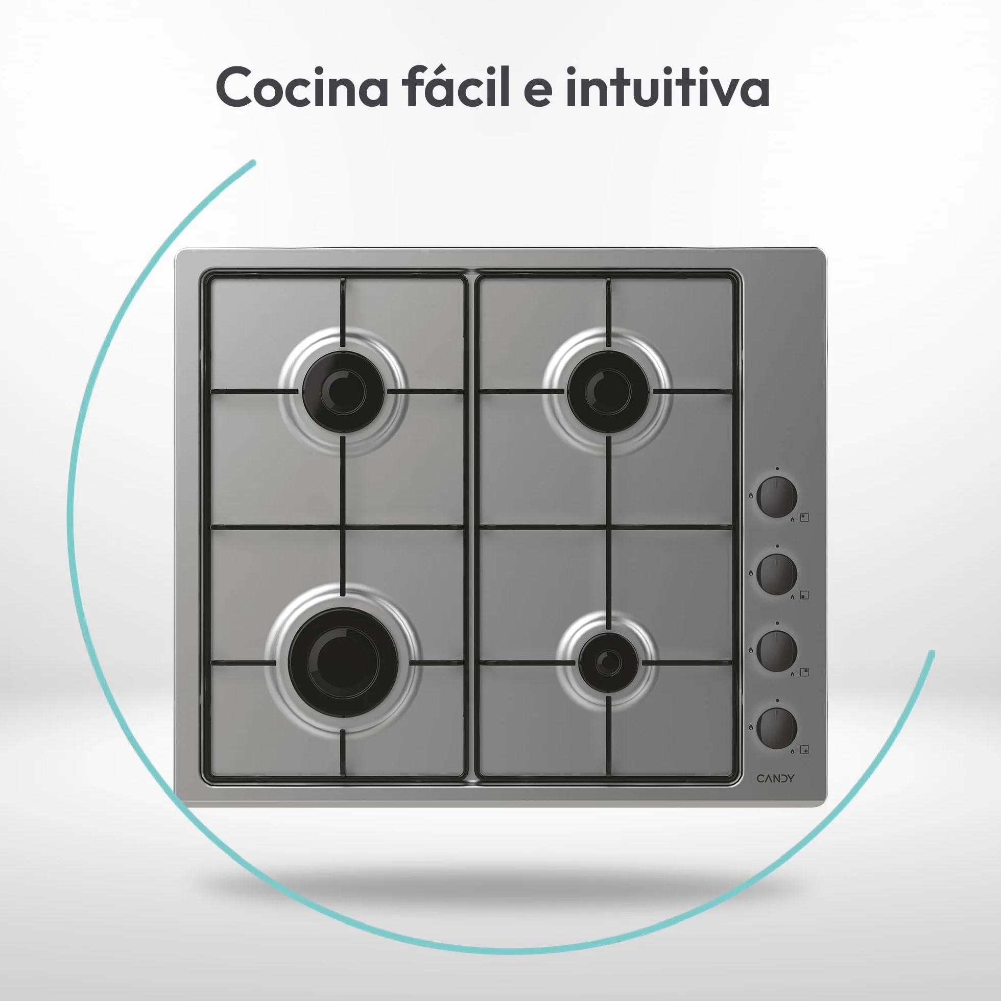 Candy Idea CHW6LBX/4U2 Placa de Gas 4 Fuegos 60CM 7,2KW Inox